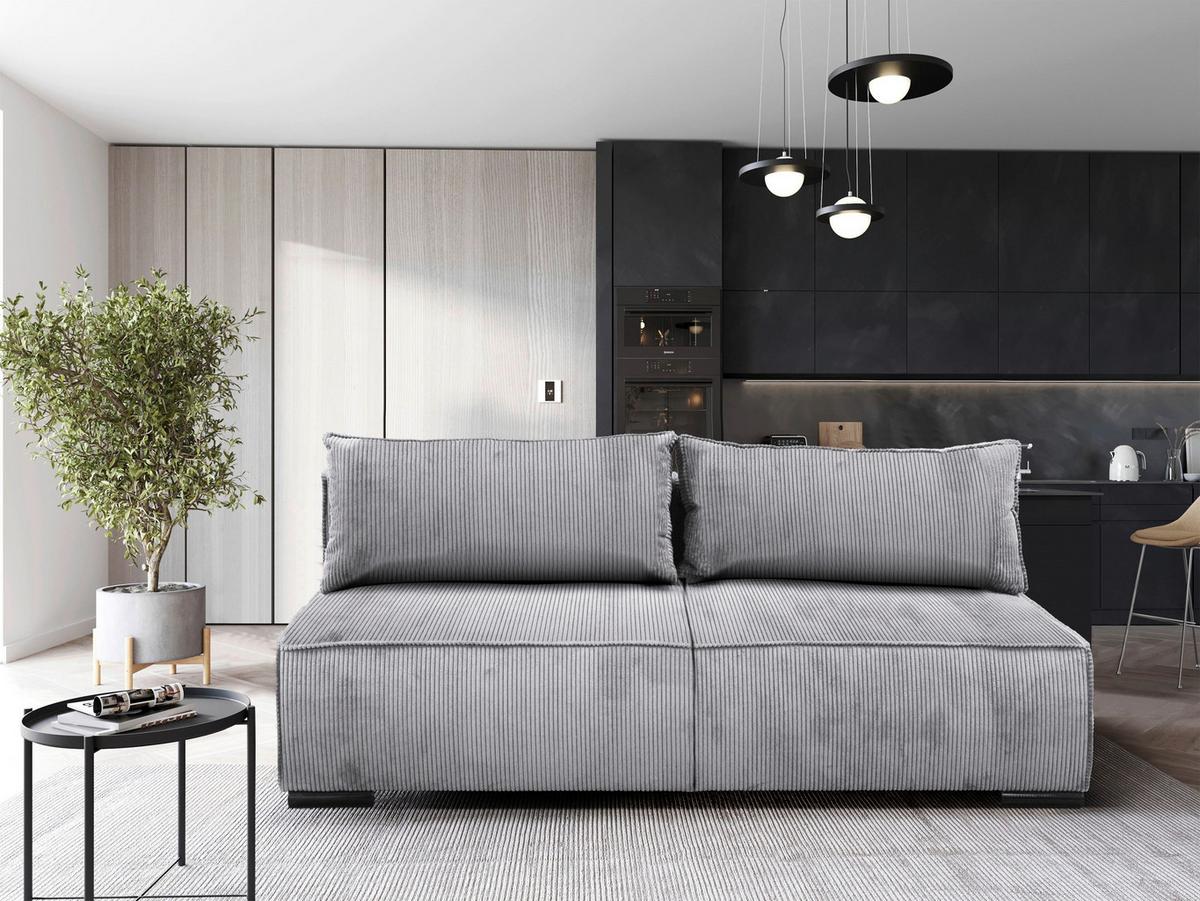 Schlafsofa Flow Grau B: 202 cm - Schwarz/Grau, Design, Textil (202/90/99cm) - MID.YOU