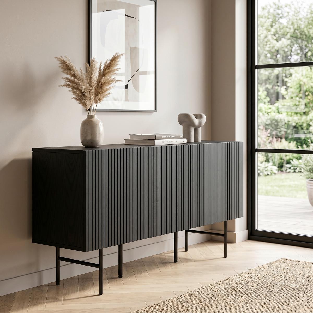 SIDEBOARD BJÖRKÖN - Schwarz, Design, Holzwerkstoff/Metall (150/75/42cm) - Livetastic