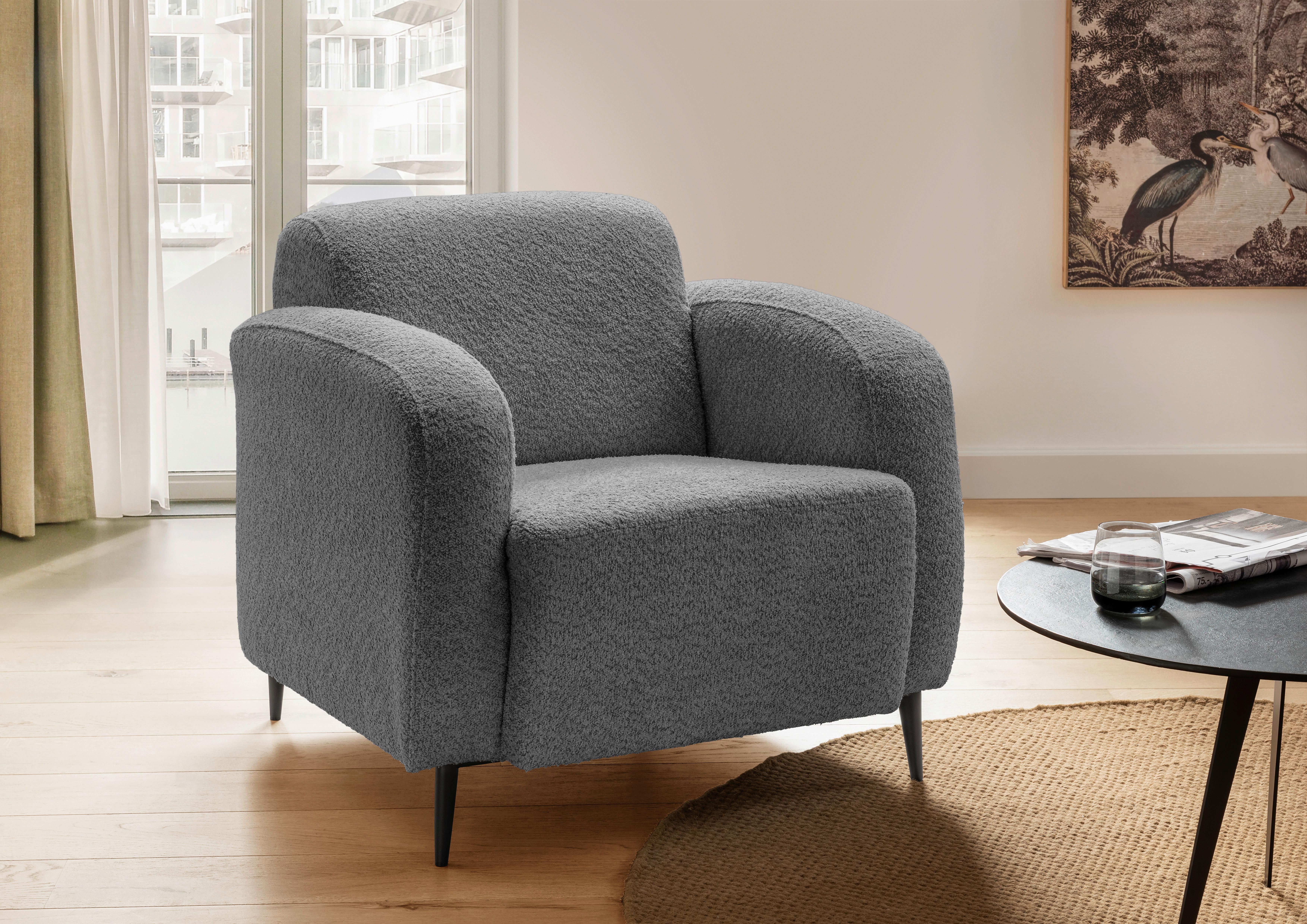 Sessel Marone Anthrazit B: 85cm - Anthrazit/Schwarz, MODERN, Textil (85/76/90cm) - Livetastic