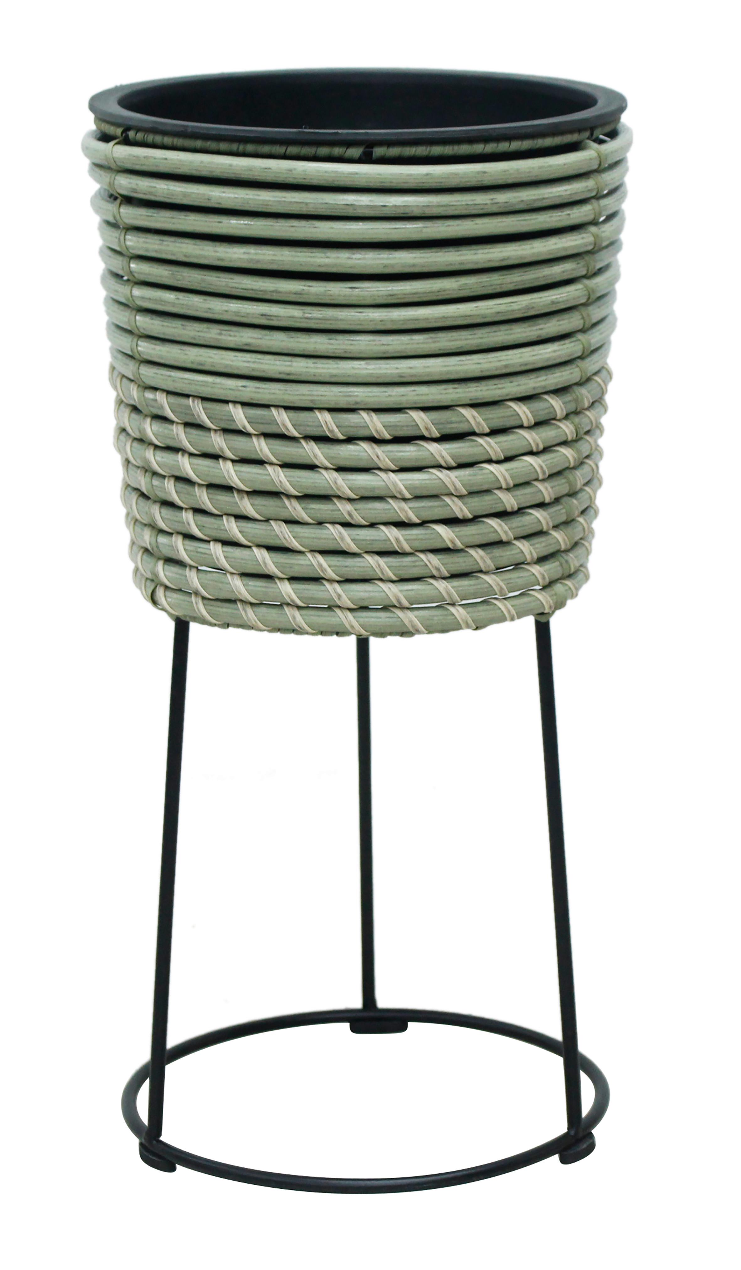 Pflanzentopf Marlisa - Schwarz/Grün, KONVENTIONELL, Kunststoff/Metall (21/40cm) - Luca Bessoni