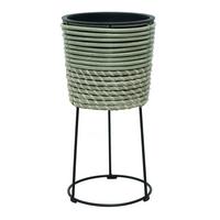 Pflanzentopf Marlisa - Schwarz/Grün, KONVENTIONELL, Kunststoff/Metall (21/40cm) - Luca Bessoni
