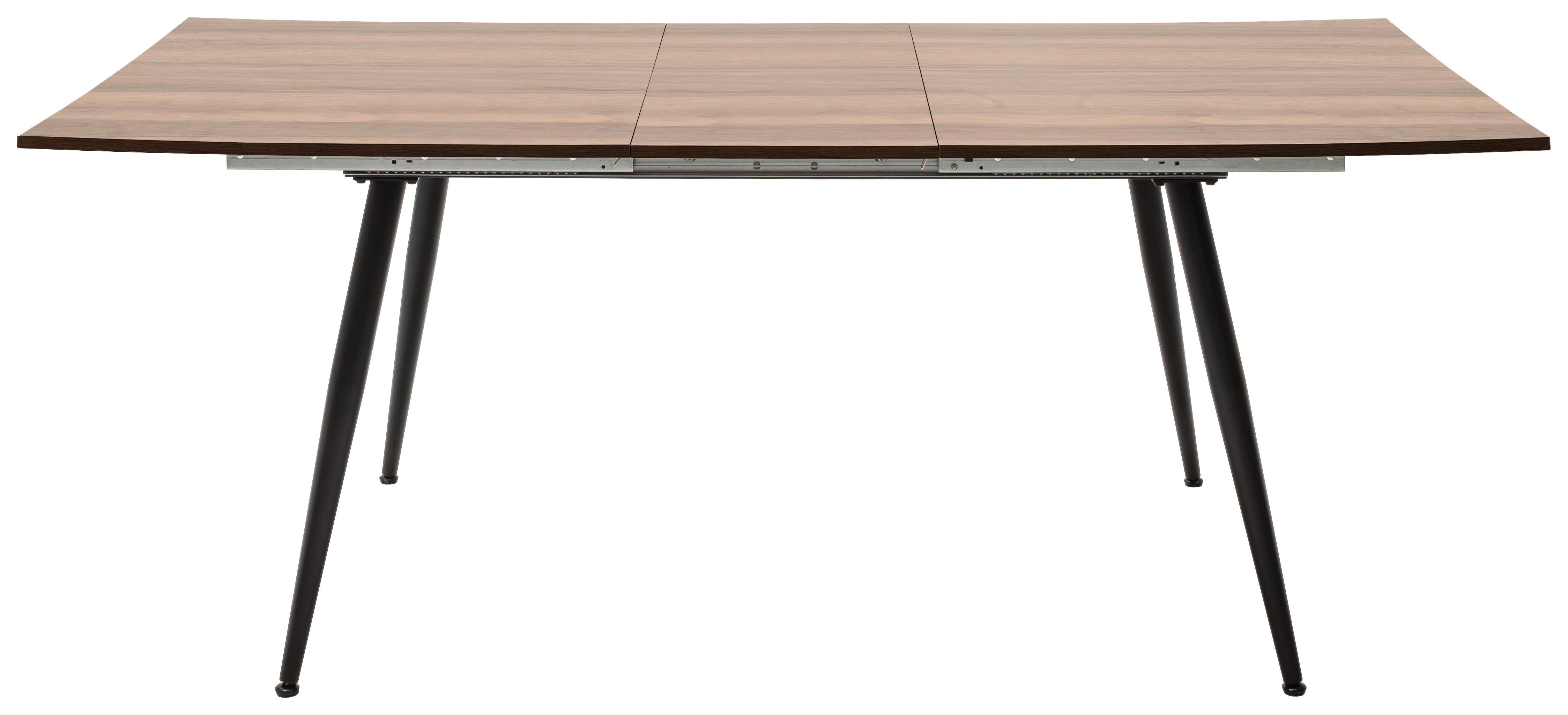 Esstisch Ausziehbar Barbuda Lxb: 160x90 Cm Walnuss Dekor - Walnussfarben/Schwarz, MODERN, Holzwerkstoff/Metall (160-200/90/76cm) - MID.YOU