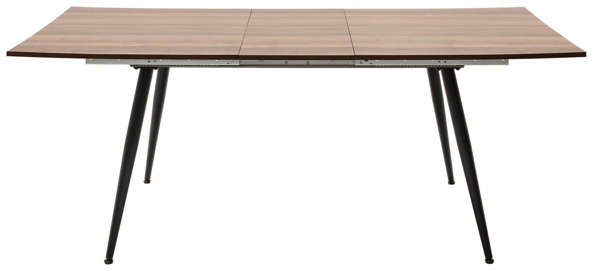 Esstisch Ausziehbar Barbuda Lxb: 160x90 Cm Walnuss Dekor - Walnussfarben/Schwarz, MODERN, Holzwerkstoff/Metall (160-200/90/76cm) - MID.YOU