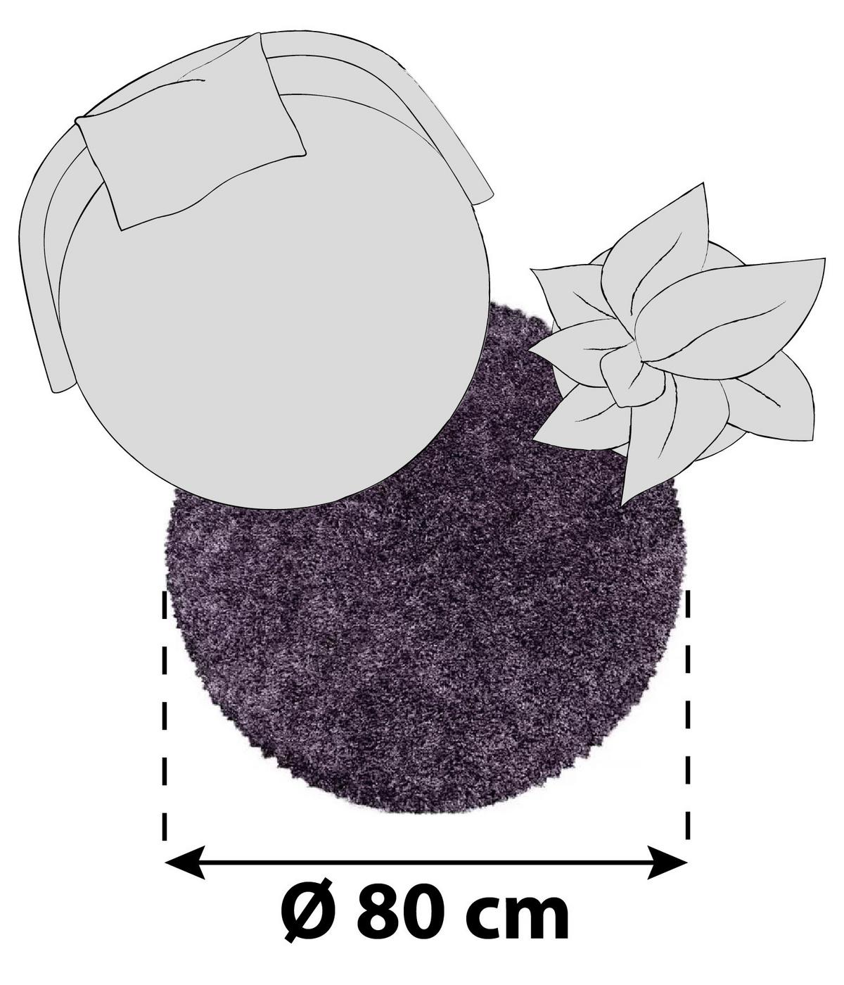 Hochflor Teppich Violett Naturfaser Sydney Ø 80 cm - Violett, Basics, Textil (80cm)