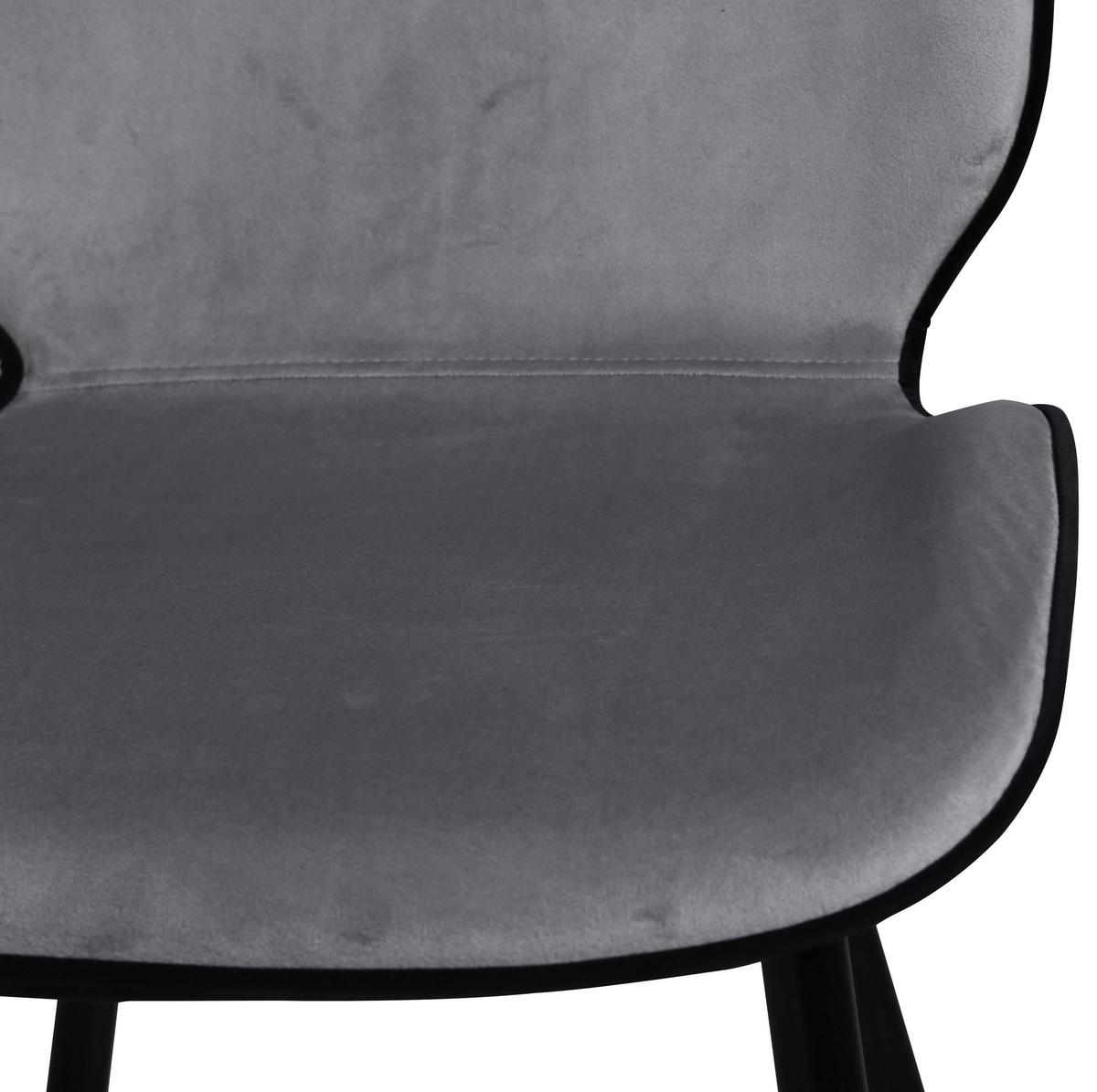 Stuhl-set Emma - Hellgrau/Schwarz, Design, Textil/Metall (47/89/57cm) - Livetastic