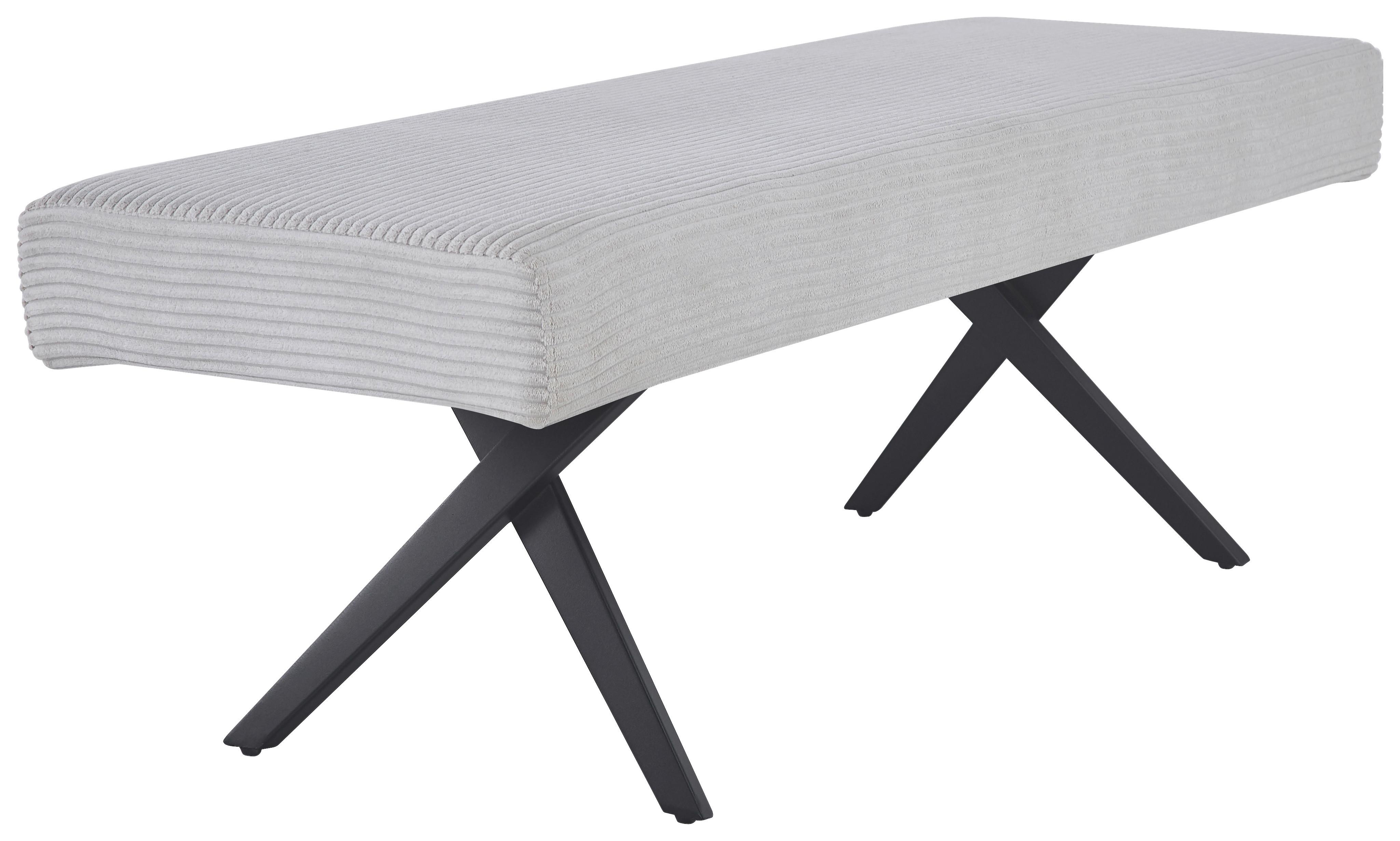 Sitzbank Chios Ohne Lehne Cord Beige, B: 140 Cm - Beige/Schwarz, KONVENTIONELL, Textil/Metall (140/49/47cm) - MID.YOU
