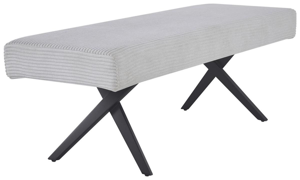 Sitzbank Chios Ohne Lehne Cord Beige, B: 140 Cm - Beige/Schwarz, KONVENTIONELL, Textil/Metall (140/49/47cm) - MID.YOU