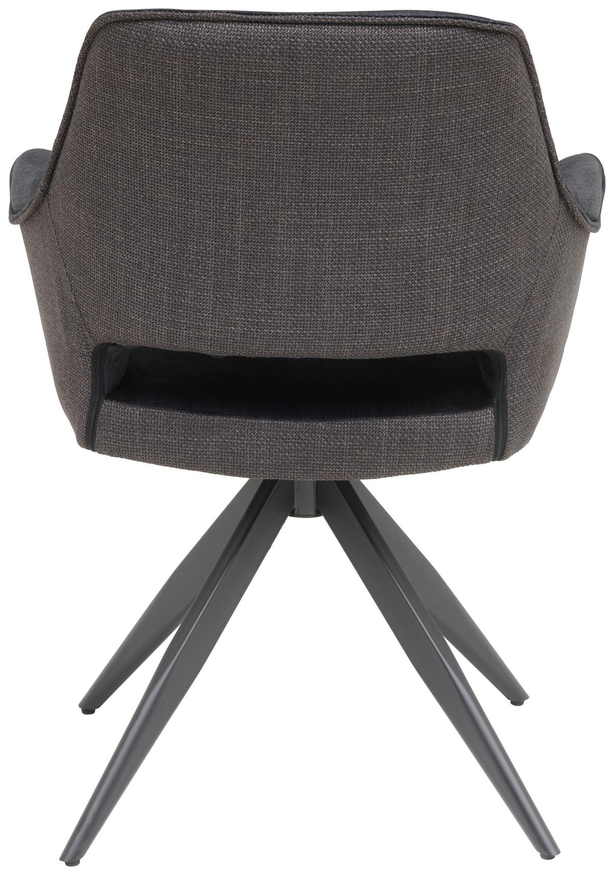 Armlehnstuhl Kiran Samt Dunkelgrau, B: 62 Cm - Dunkelgrau/Schwarz, KONVENTIONELL, Textil/Metall (62/86/64cm) - MID.YOU
