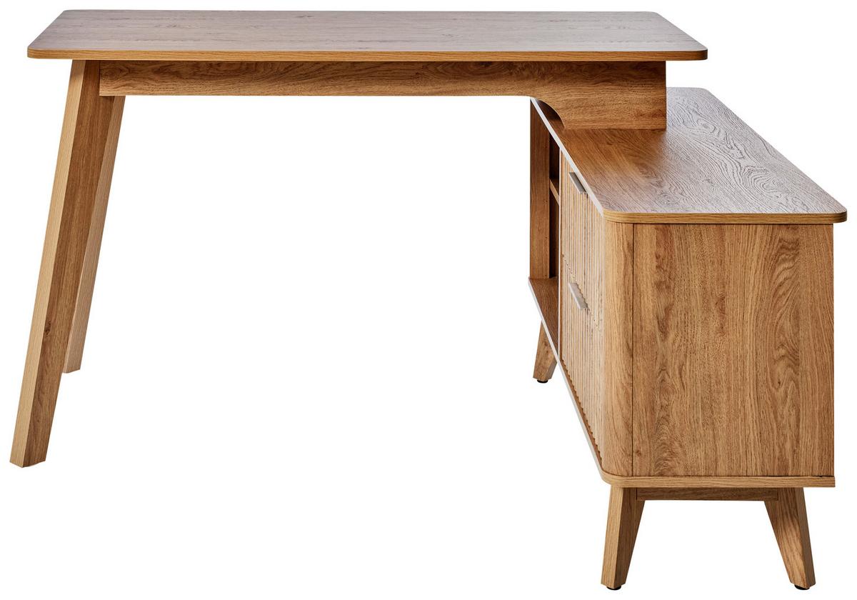 Eckschreibtisch Wave C 150 E - Eichefarben, MODERN, Holzwerkstoff (148/120/76,20cm) - Livetastic