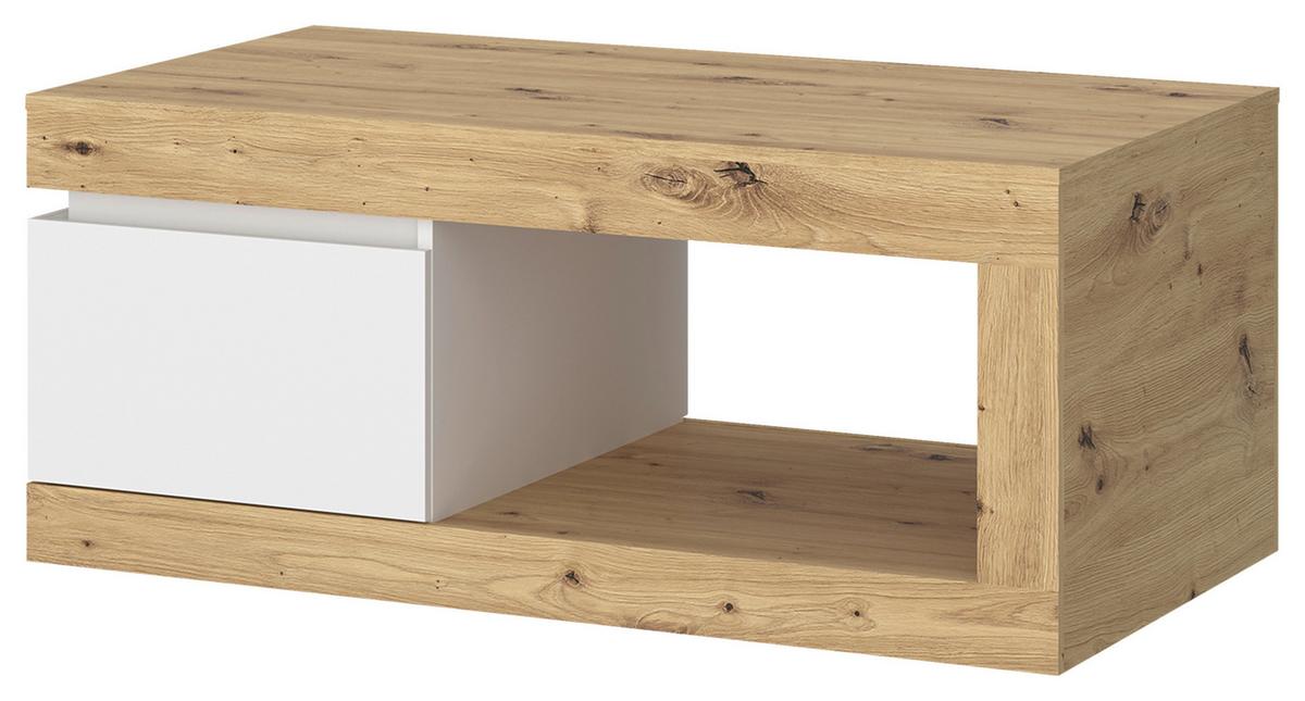 Couchtisch Luci Weiß Eiche Artisan/Weiß B: 110 cm - Weiß/Eiche Artisan, Trend, Holzwerkstoff/Kunststoff (110/50,3/70cm) - MID.YOU