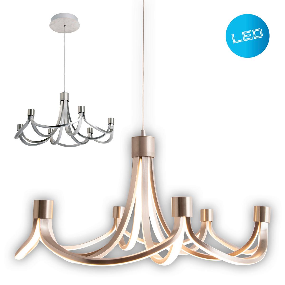 LED-Hängeleuchte 1-Flammig 6137546 - Silberfarben/Weiß, Design, Kunststoff/Metall (55cm) - Näve