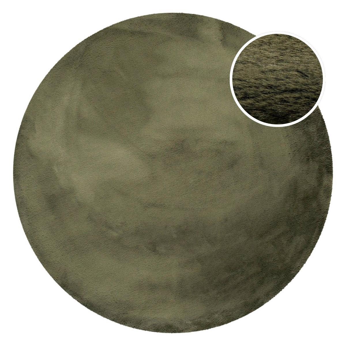 Hochflorteppich Alice Olivgrün Ø: 100 Cm - Olivgrün, KONVENTIONELL, Textil (100/100cm) - Esprit