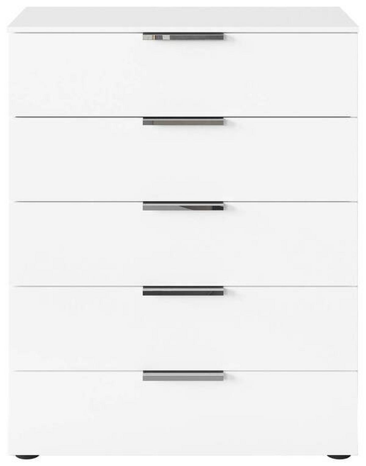 Kommode 80 cm Flipp Weiß/Chromfarben - Chromfarben/Schwarz, MODERN, Holzwerkstoff (80/100/42cm) - Rauch Möbel