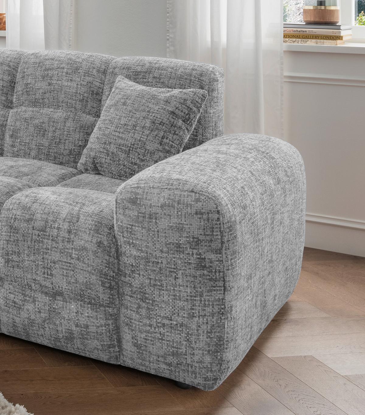 Ecksofa Bosco Silberfarben S: 152x301 cm - Silberfarben/Schwarz, MODERN, Textil (152/301cm) - Livetastic