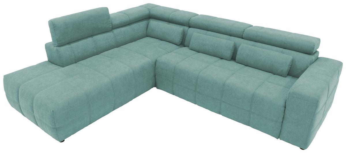 Ecksofa + Kopfteilverstellung Brandon Mintgrün Mikrofaser - Schwarz/Mintgrün, Design, Textil (228/275cm) - MID.YOU