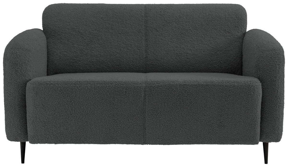 2-Sitzer-Sofa Marone Anthrazit Teddystoff - Anthrazit/Schwarz, MODERN, Textil (140/76/90cm) - Livetastic