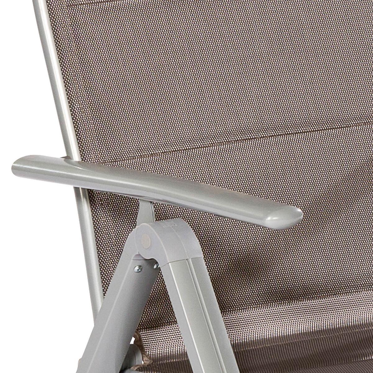 Gartensessel Klappbar Taviano Metall/Textil - Silberfarben/Braun, ROMANTIK / LANDHAUS, Textil/Metall - Gardenson