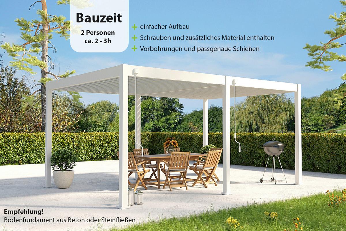 Pavillon Deluxe 530x360cm Wetterfest, Gartenpavillon - Weiß, Basics, Metall (530/255/360cm) - WEIDE