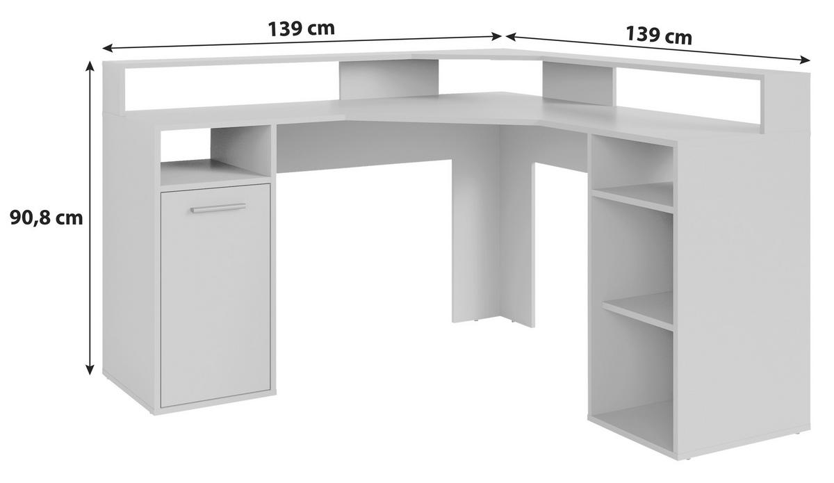 Eckschreibtisch Mit Stauraum B 139 H 90,8 Cm Fox, Anthrazit - Anthrazit, MODERN, Holzwerkstoff (139/139/90,8cm) - MID.YOU