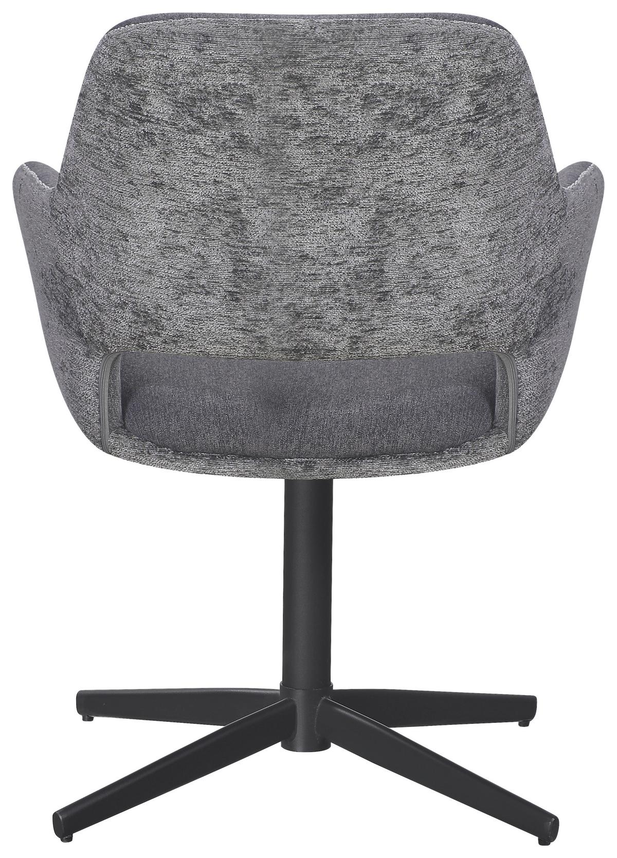 Armlehnstuhl Kaan Chenille Grau, B: 61 cm - Schwarz/Grau, KONVENTIONELL, Textil/Metall (61/85/63cm) - MID.YOU