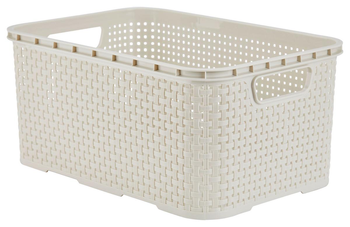 Schubladenbox Rattan Creme , Anthrazit 24,1x29,6x64 cm - Anthrazit/Creme, Basics (24,1/29,6/64cm) - Ondega