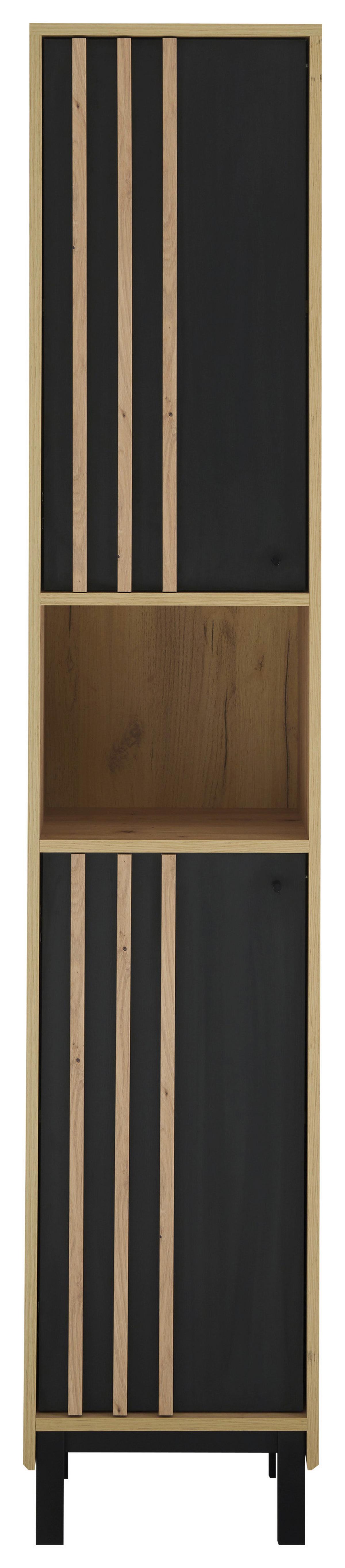 Hochschrank Volano BxH 38x195 cm Eiche Dekor/Schwarz - Schwarz/Eiche Artisan, MODERN, Holzwerkstoff (38/195/32cm) - MID.YOU