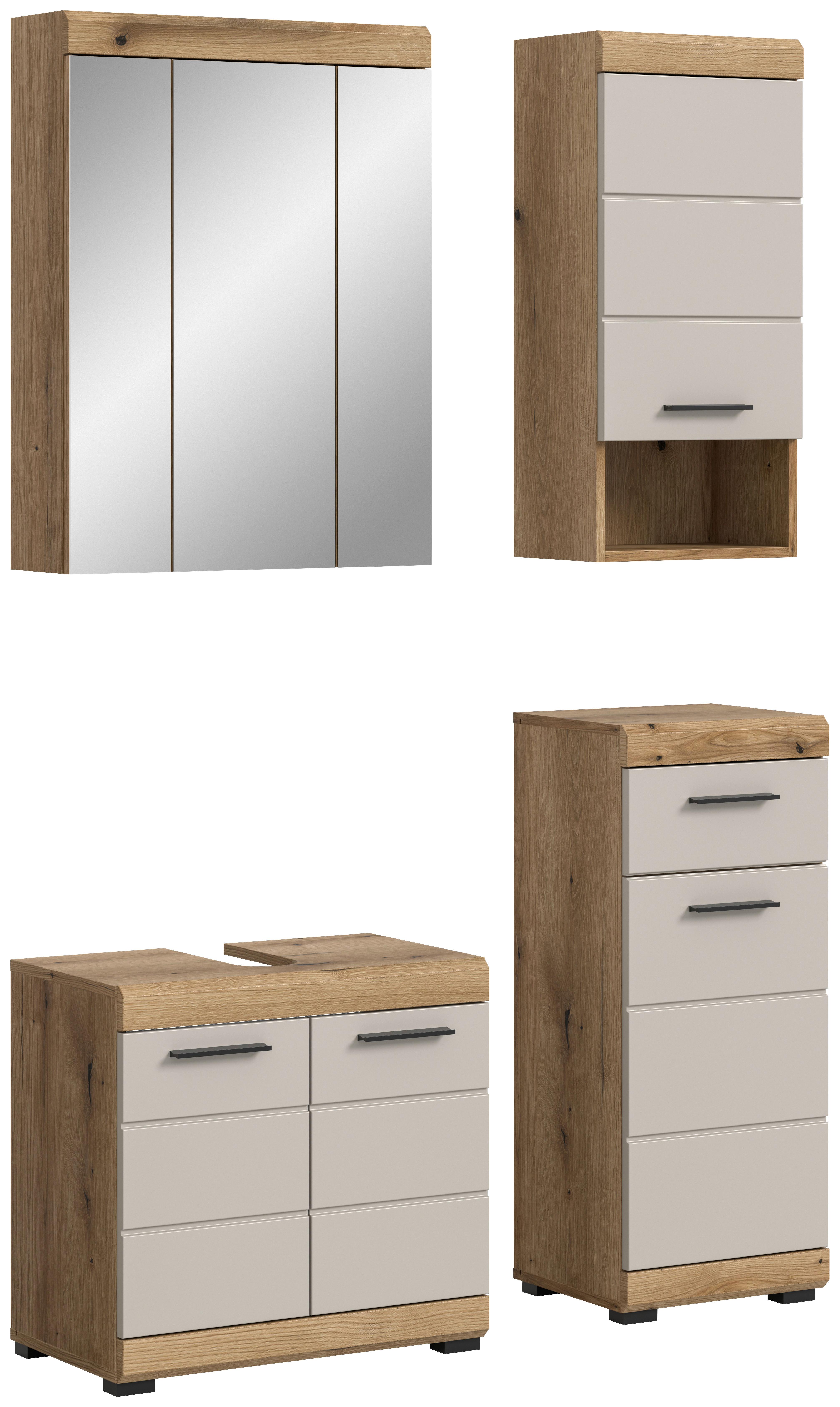 Badezimmer Scout Kaschmir/Naturfarben B: 134 cm - Kaschmir/Schwarz, MODERN, Glas/Holzwerkstoff (134cm) - MID.YOU