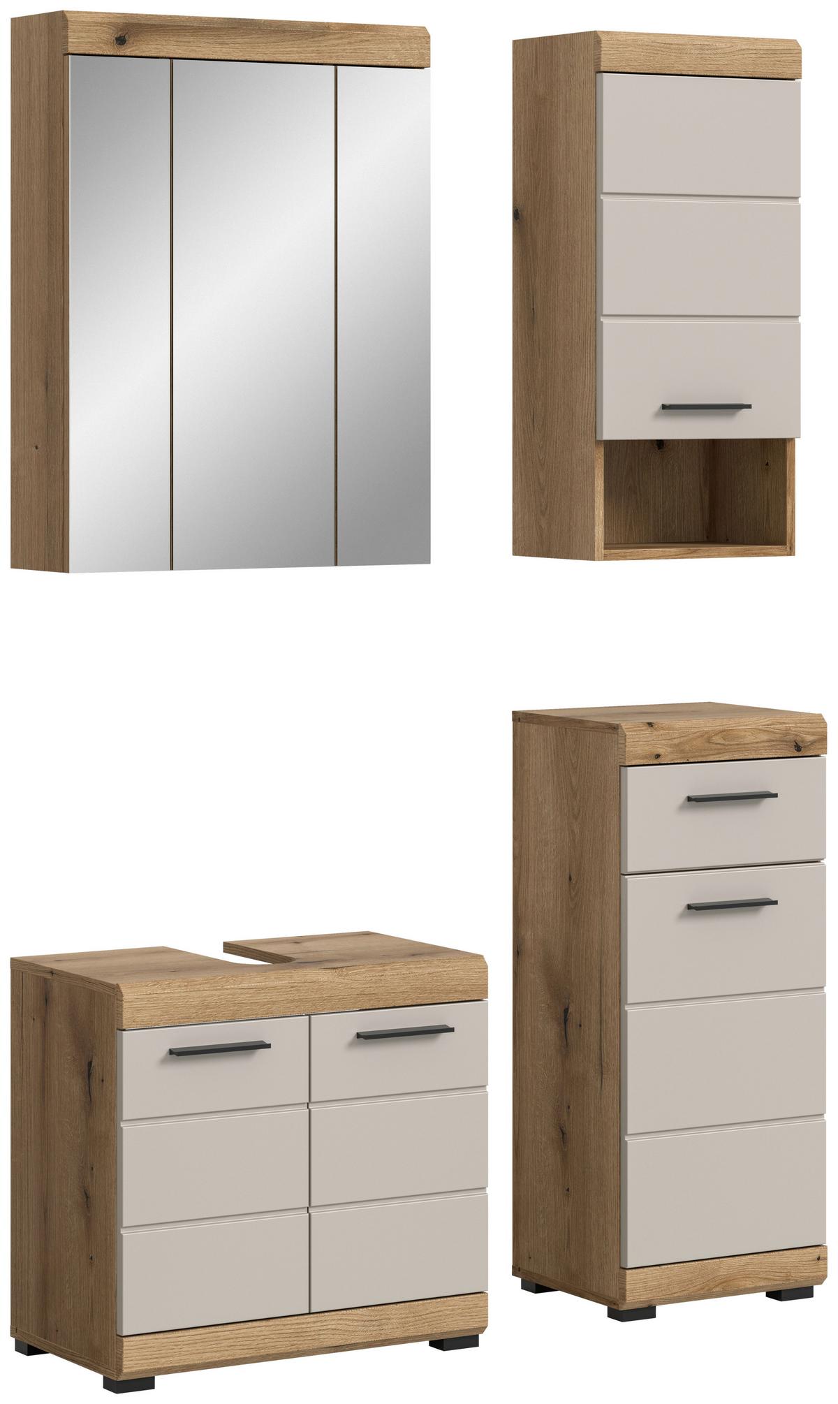 Badezimmer Scout Kaschmir/Naturfarben B: 134 cm - Kaschmir/Schwarz, MODERN, Glas/Holzwerkstoff (134cm) - MID.YOU