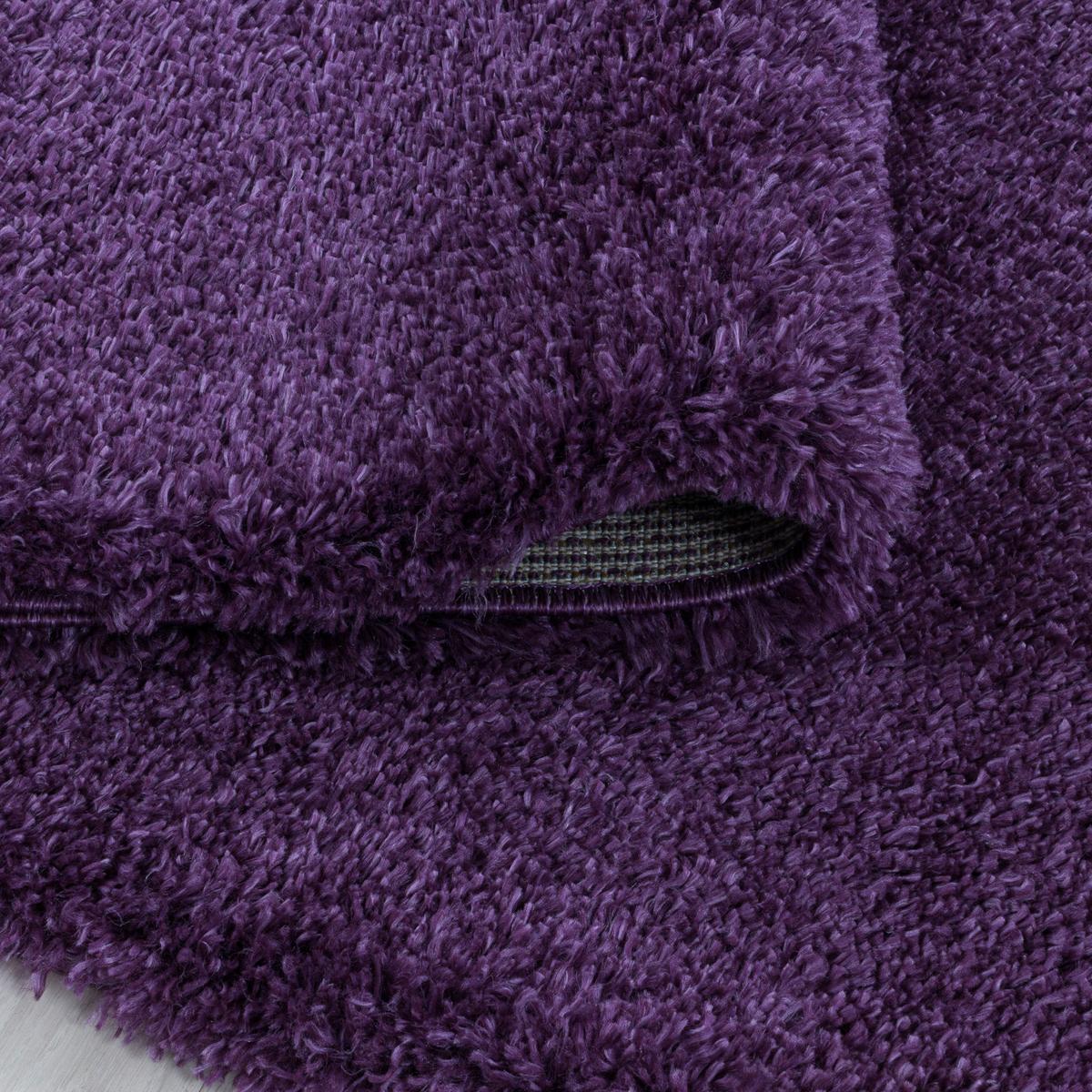 Hochflor Teppich Lila Fluffy Rund Ø 200 cm - Lila, Basics, Textil (200cm)