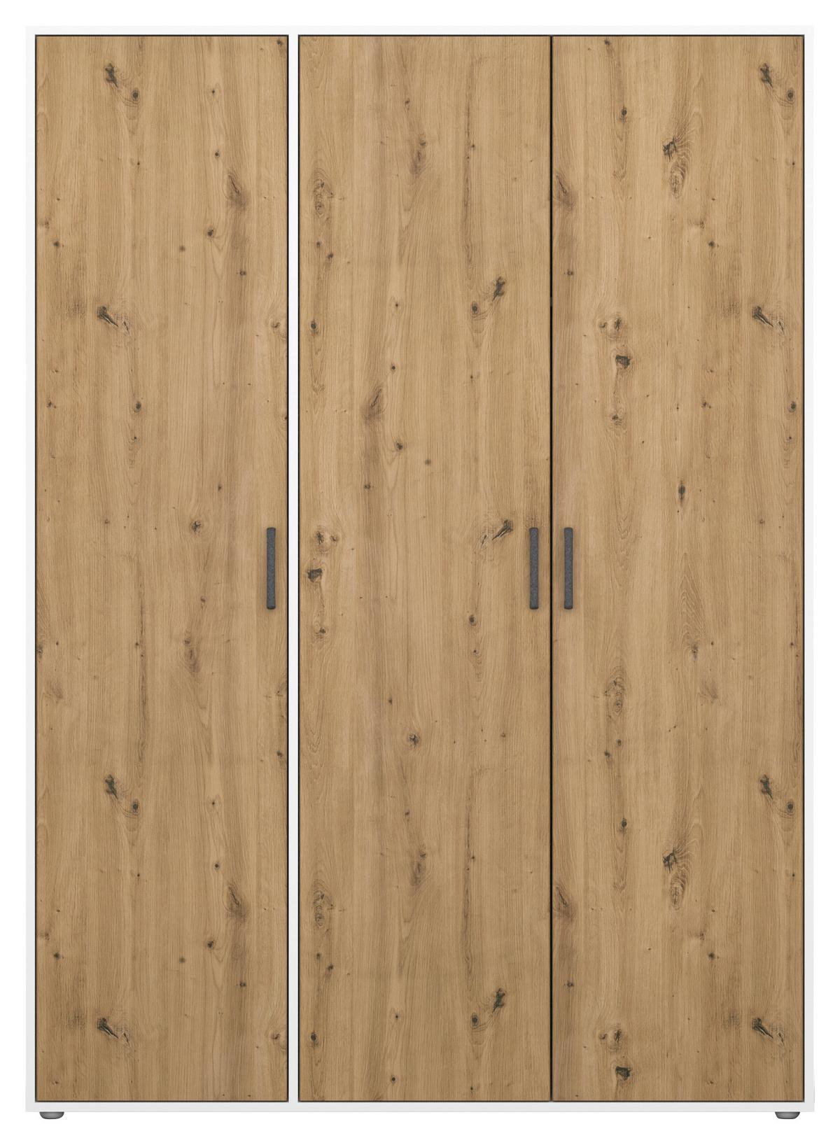 Drehtürenschrank Voyager Weiß,eiche Artisan B: 140 Cm - Eiche Artisan/Weiß, MODERN, Holzwerkstoff (140/194/53cm) - Rauch Möbel