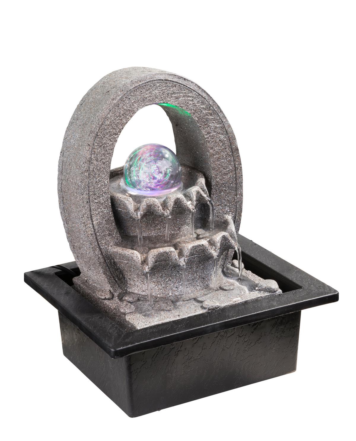 Zimmerbrunnen Zen-design H: 25,5 Cm 4 X Led Kunststoff - Grau, Basics, Kunststoff (21/17,5/25,5cm) - Globo