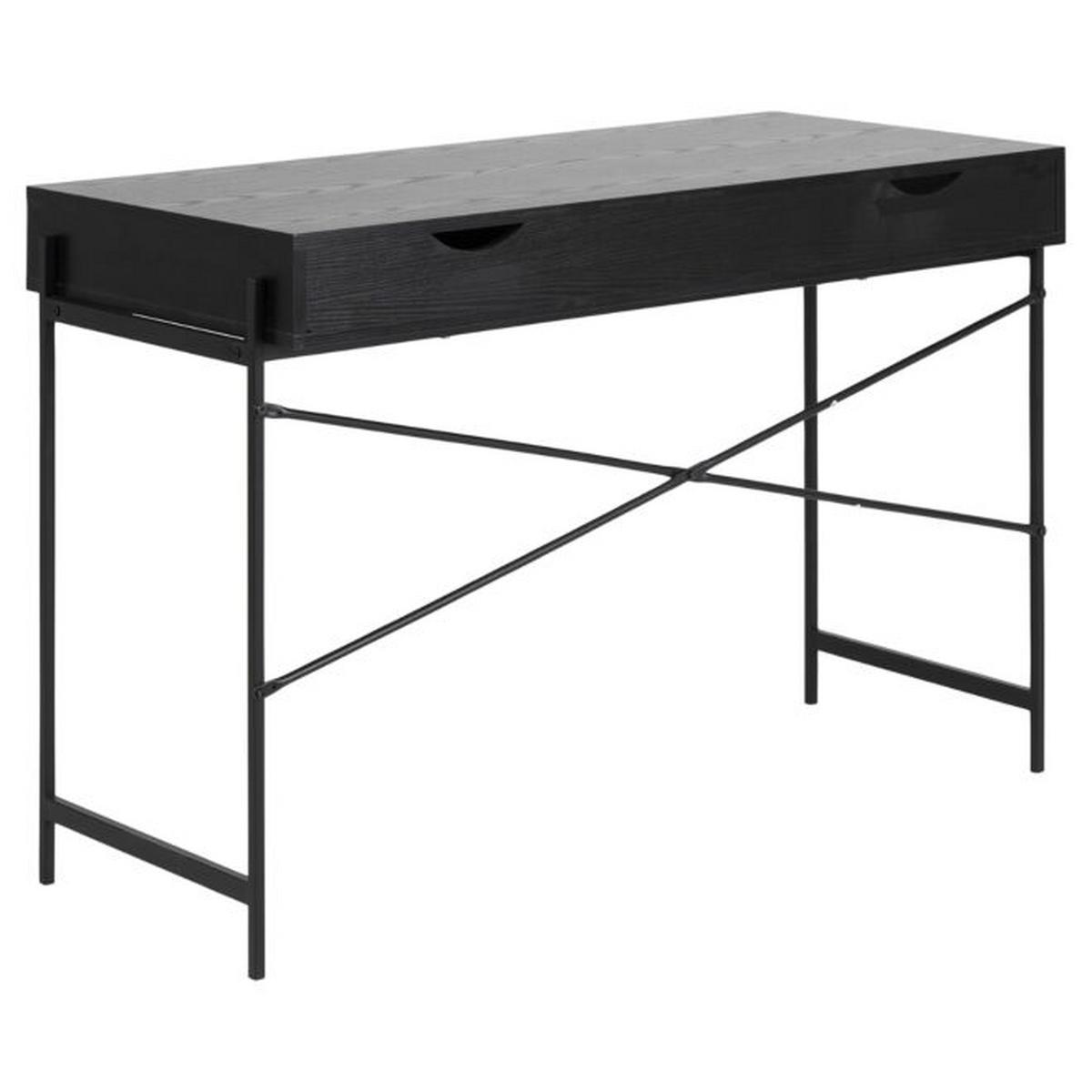 Schreibtisch Mit Schiebetür B:110cm H:50cm Angus Schwarz - Schwarz, KONVENTIONELL, Holzwerkstoff/Metall (110/50/75cm) - MID.YOU