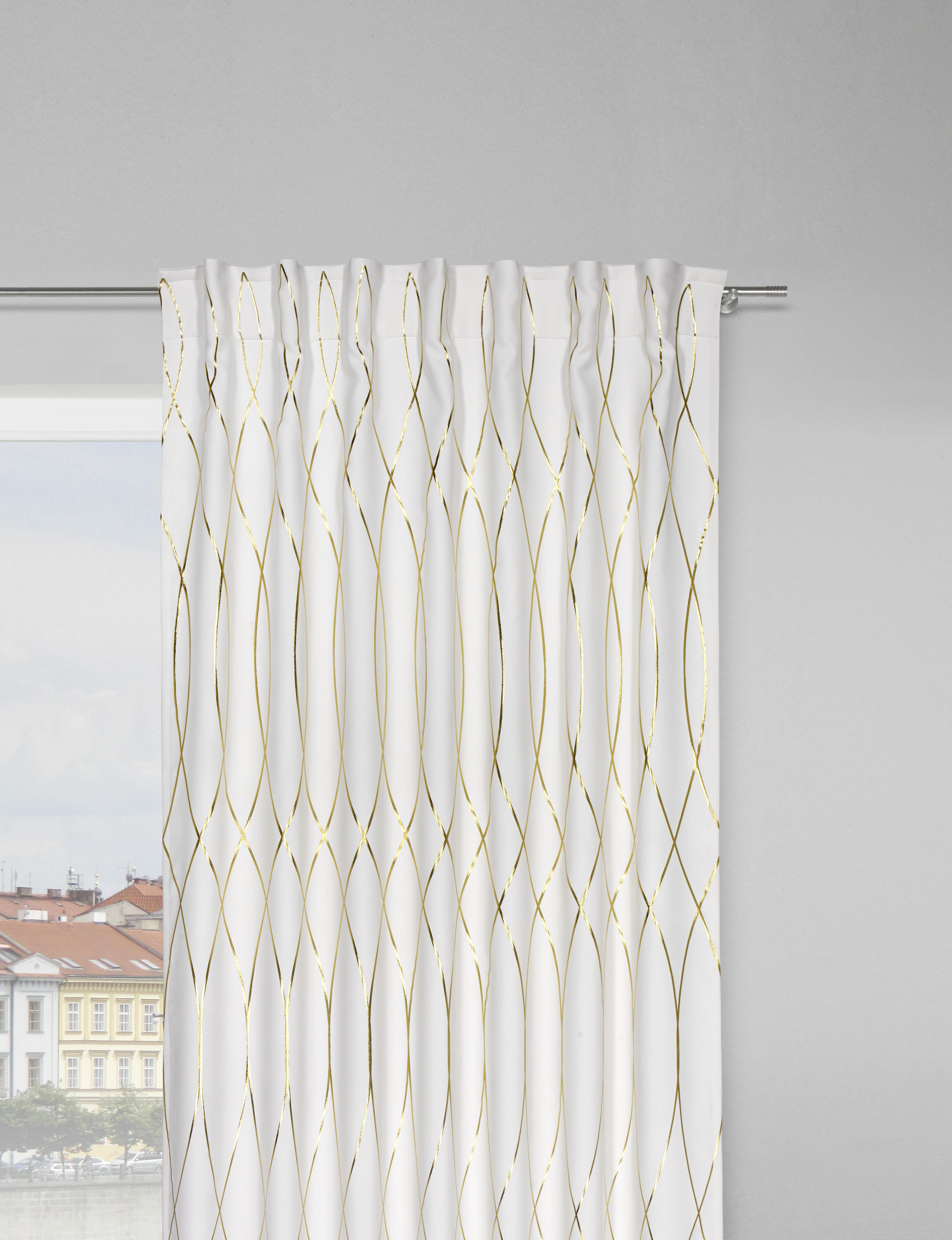 ZATEMŇOVACÍ ZÁVĚS Glamour, 140/245 cm - bílá/barvy zlata, Lifestyle, textil (140/245cm) - Modern Living