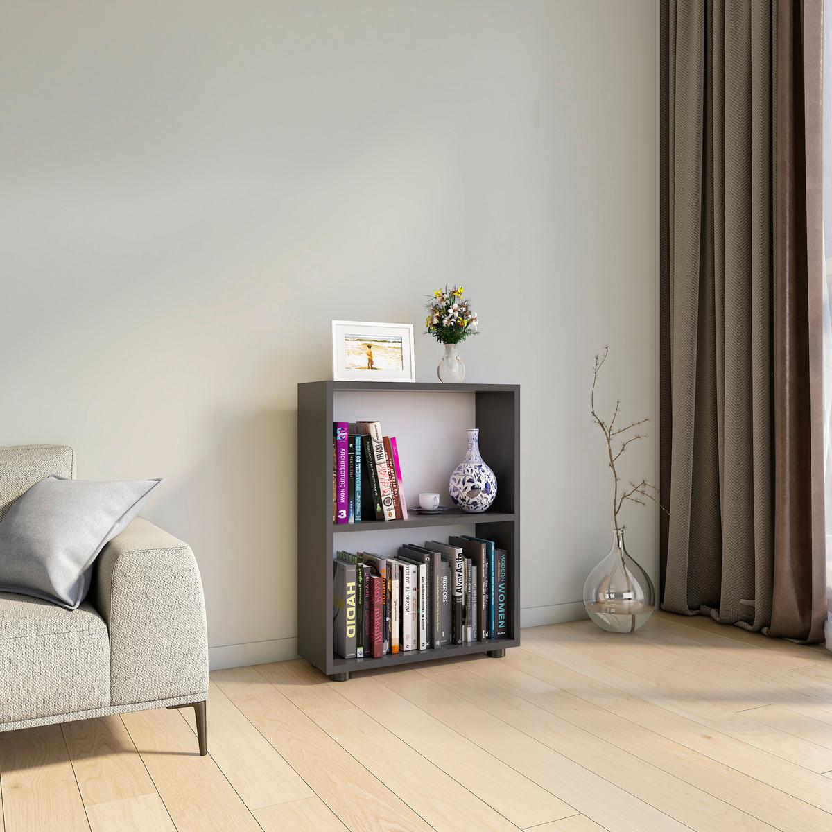 Regál Bulas š: 55 cm, antracitový - antracitová, Moderní, kompozitní dřevo (55/72/20cm) - MID.YOU