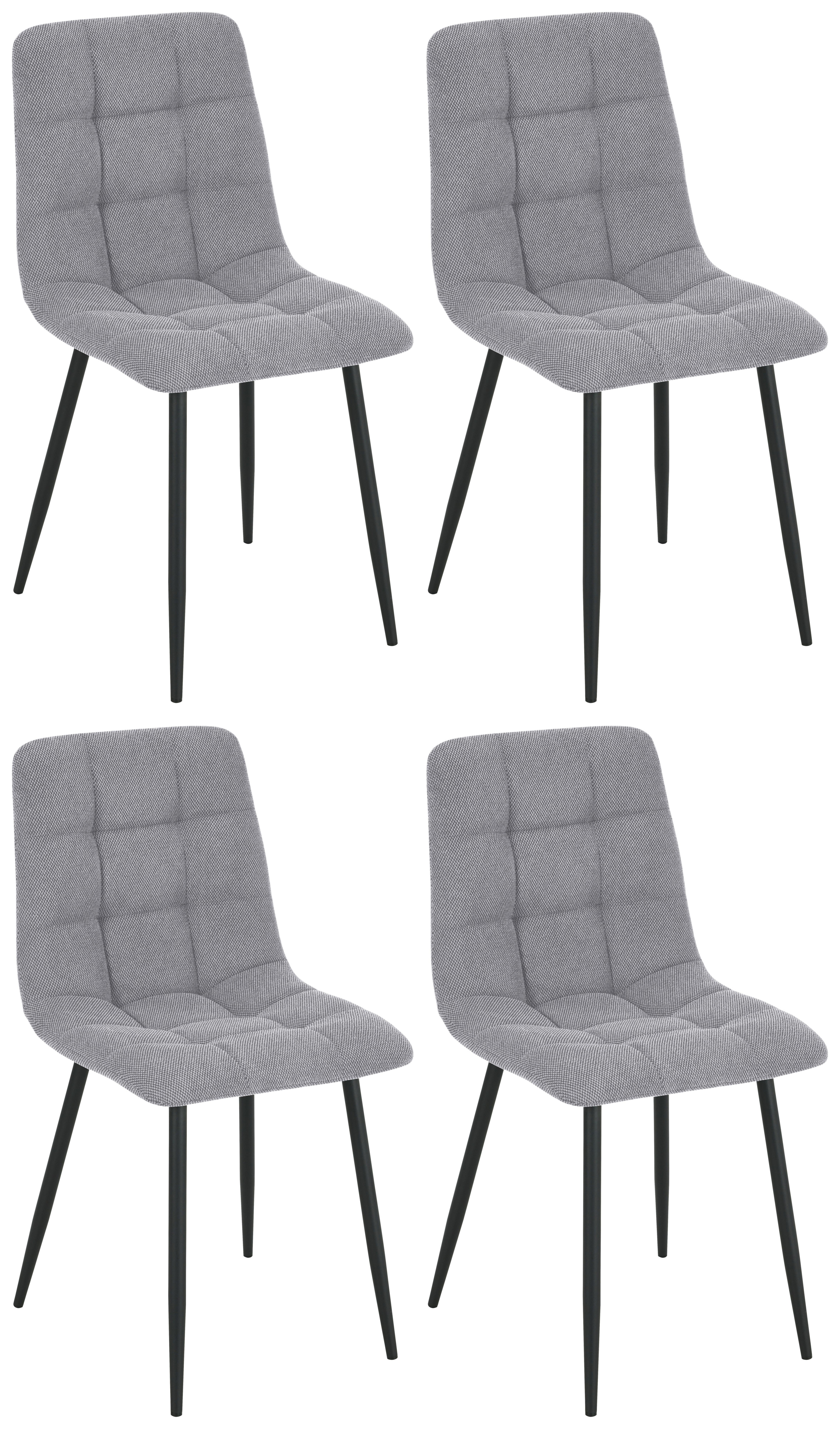 Vierfußstuhl Adea Leinenoptik Grau, B: 45 cm - Schwarz/Grau, KONVENTIONELL, Holz/Textil (45/88/55cm) - P & B