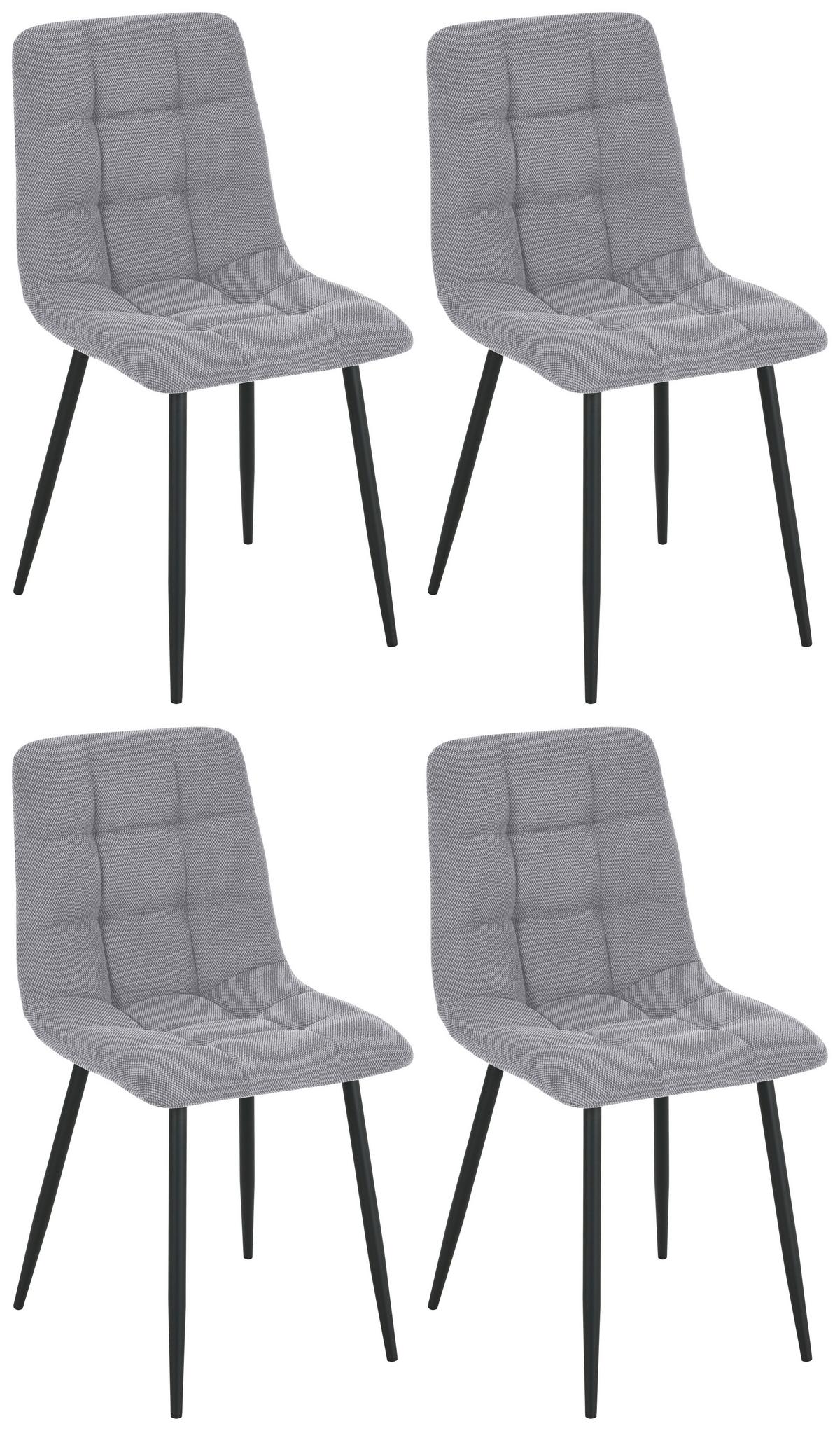 Vierfußstuhl Adea Leinenoptik Grau, B: 45 cm - Schwarz/Grau, KONVENTIONELL, Holz/Textil (45/88/55cm) - P & B