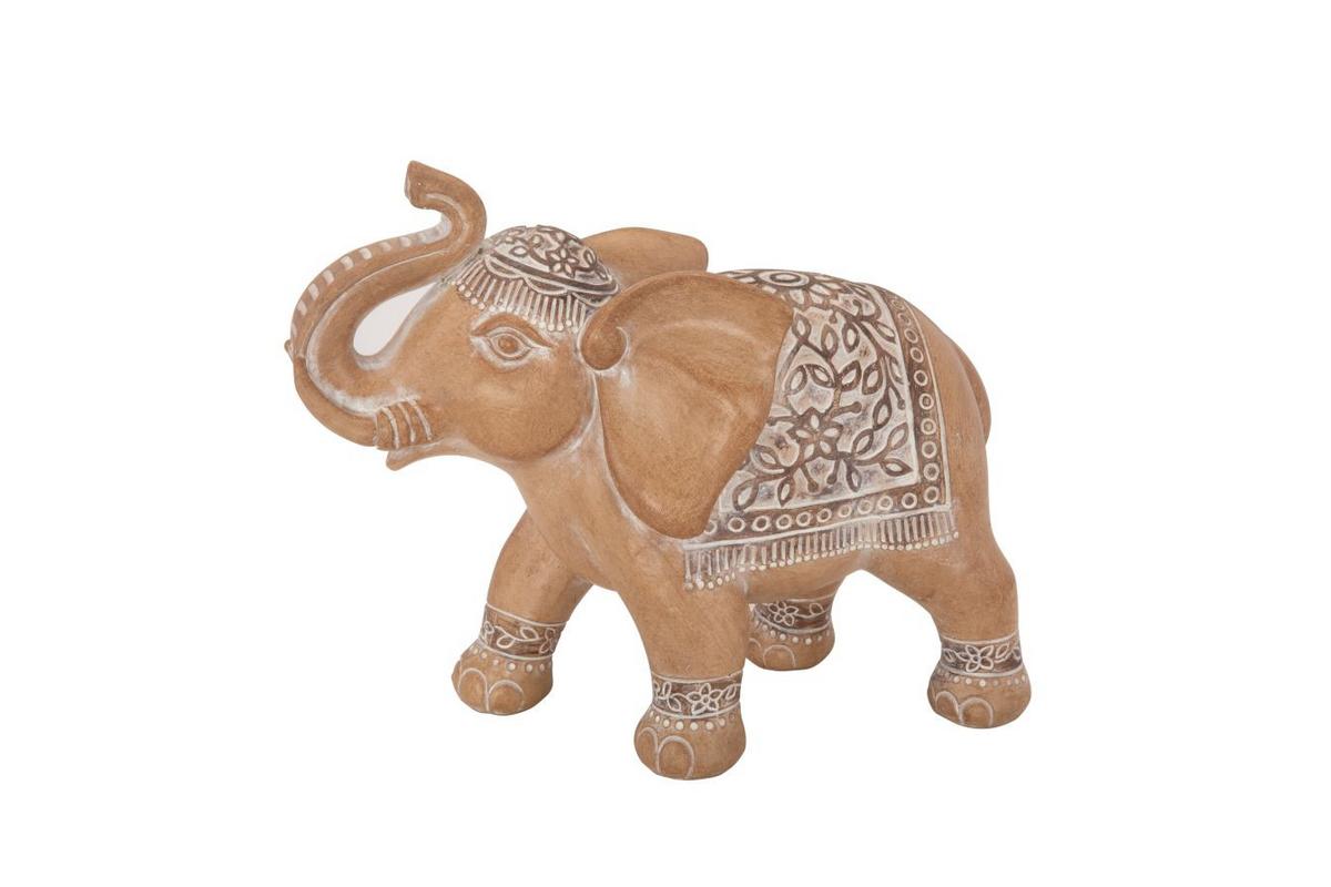 Dekoelefant Torus - Braun/Weiß, LIFESTYLE, Kunststoff (15,5/7,5/11,5cm) - Luca Bessoni