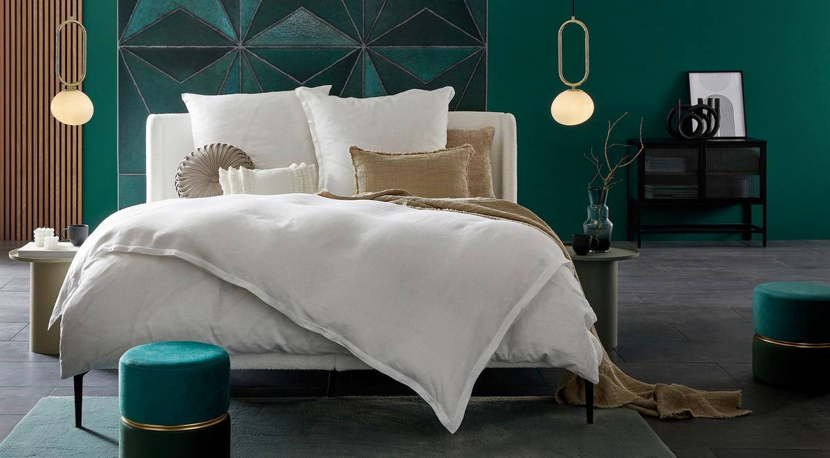 Polsterbett +matratze 180x200 Tessina Now Or Never Weiß - Creme/Schwarz, MODERN, Textil (180/200cm) - Livetastic