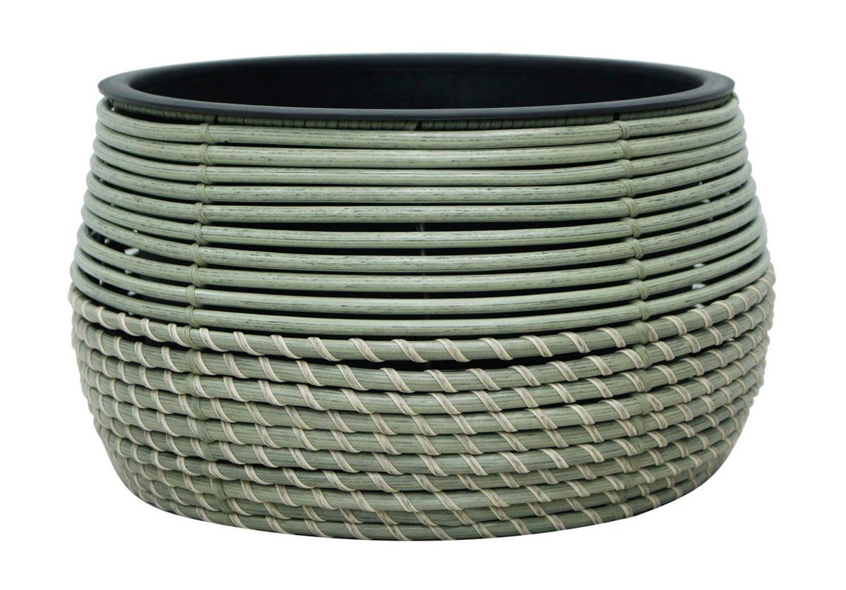 Pflanzentopf Marlisa - Schwarz/Grün, KONVENTIONELL, Kunststoff/Metall (36/20cm) - Luca Bessoni