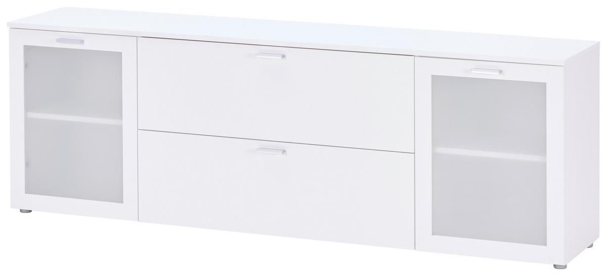 STOLEK NA ELEKTRONIKU XENO - bílá, Moderní, kompozitní dřevo/sklo (180/62/37cm)