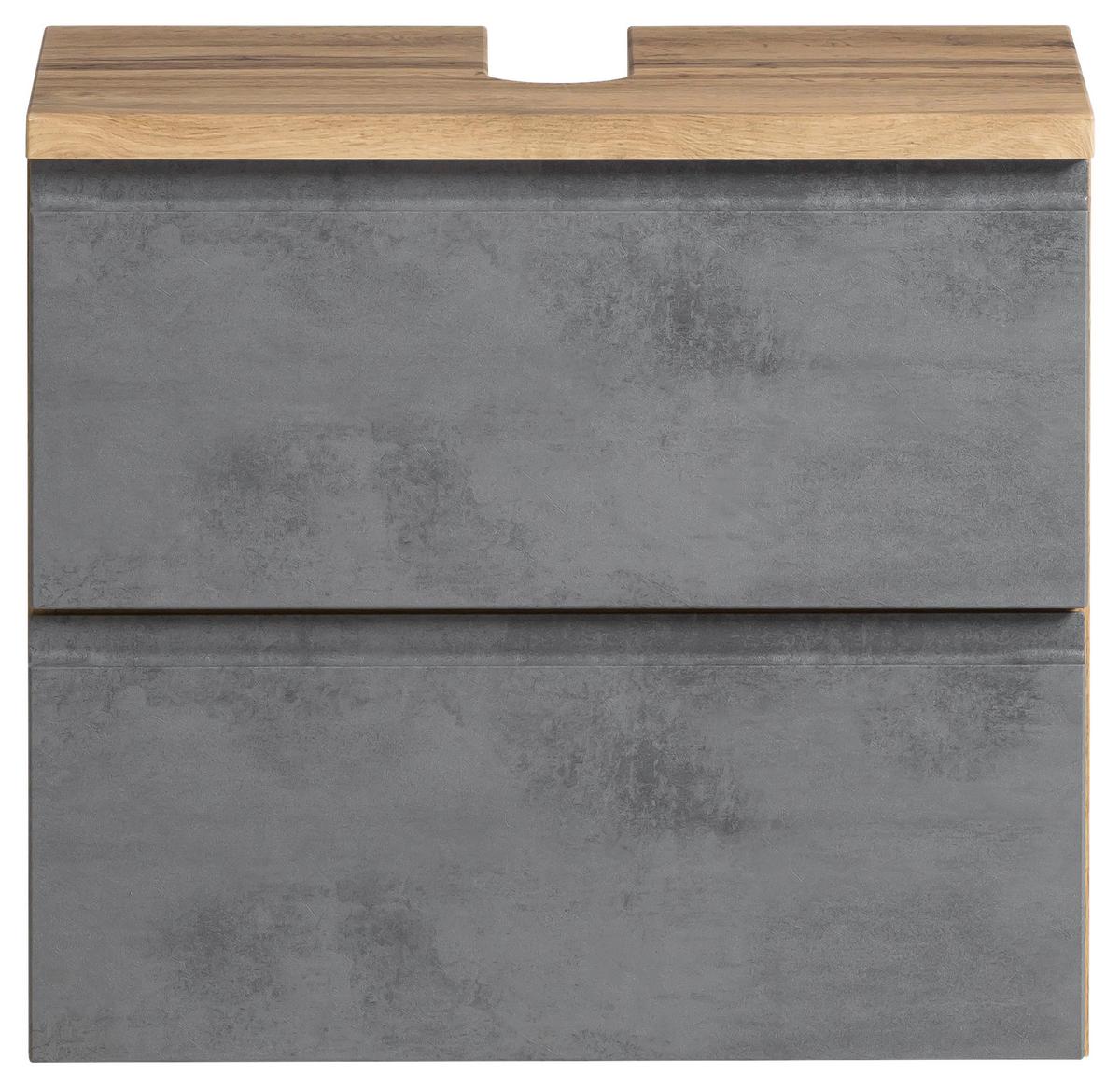 Waschbeckenunterschrank Varese B: 60 cm Hellgrau/Eiche Wotan - Eiche Wotan/Hellgrau, MODERN, Holzwerkstoff (60/56/35cm) - Held