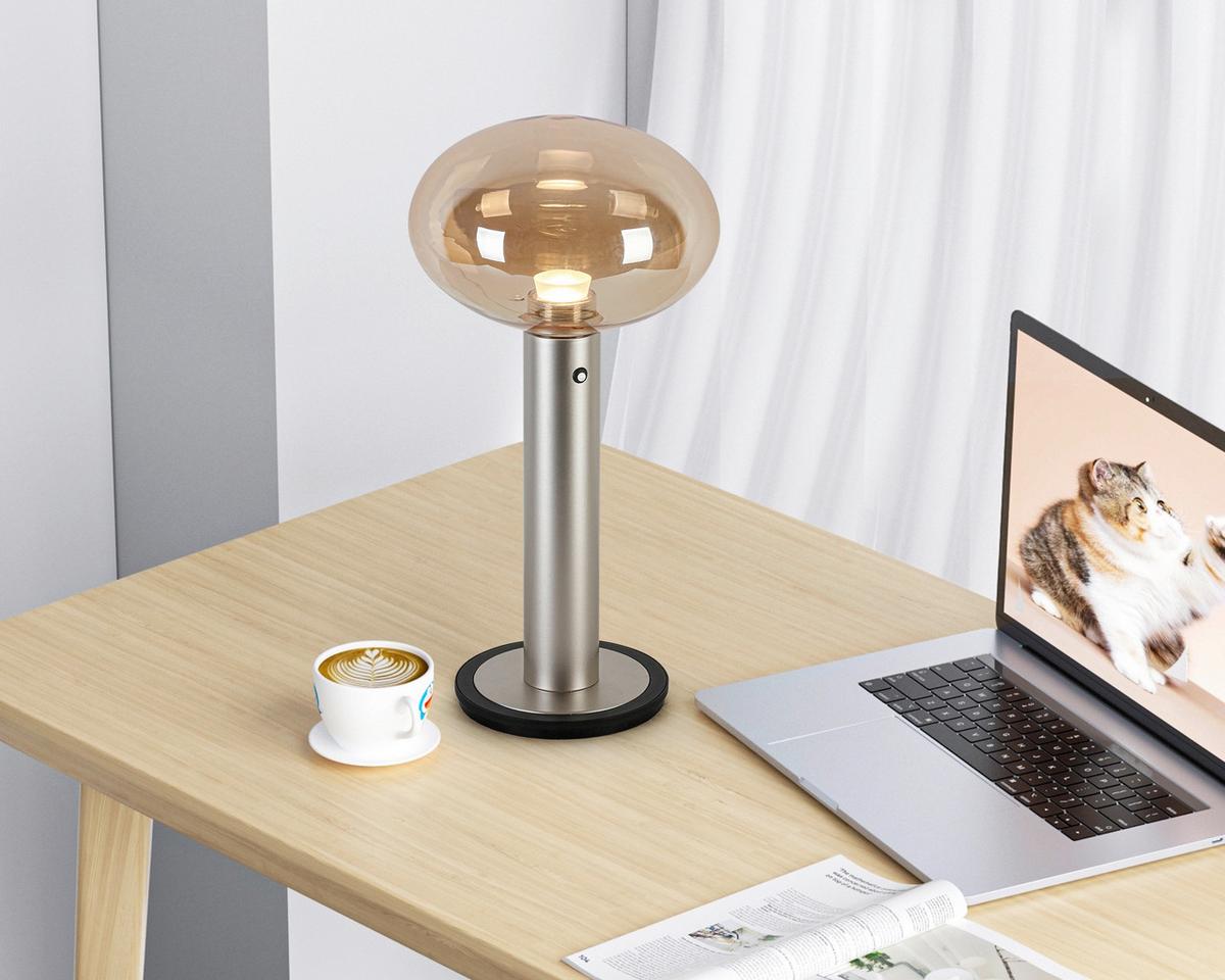 STOLNÍ LAMPA SIOP - jantarové barvy/černá, Moderní, kov/plast (20/38,5cm)