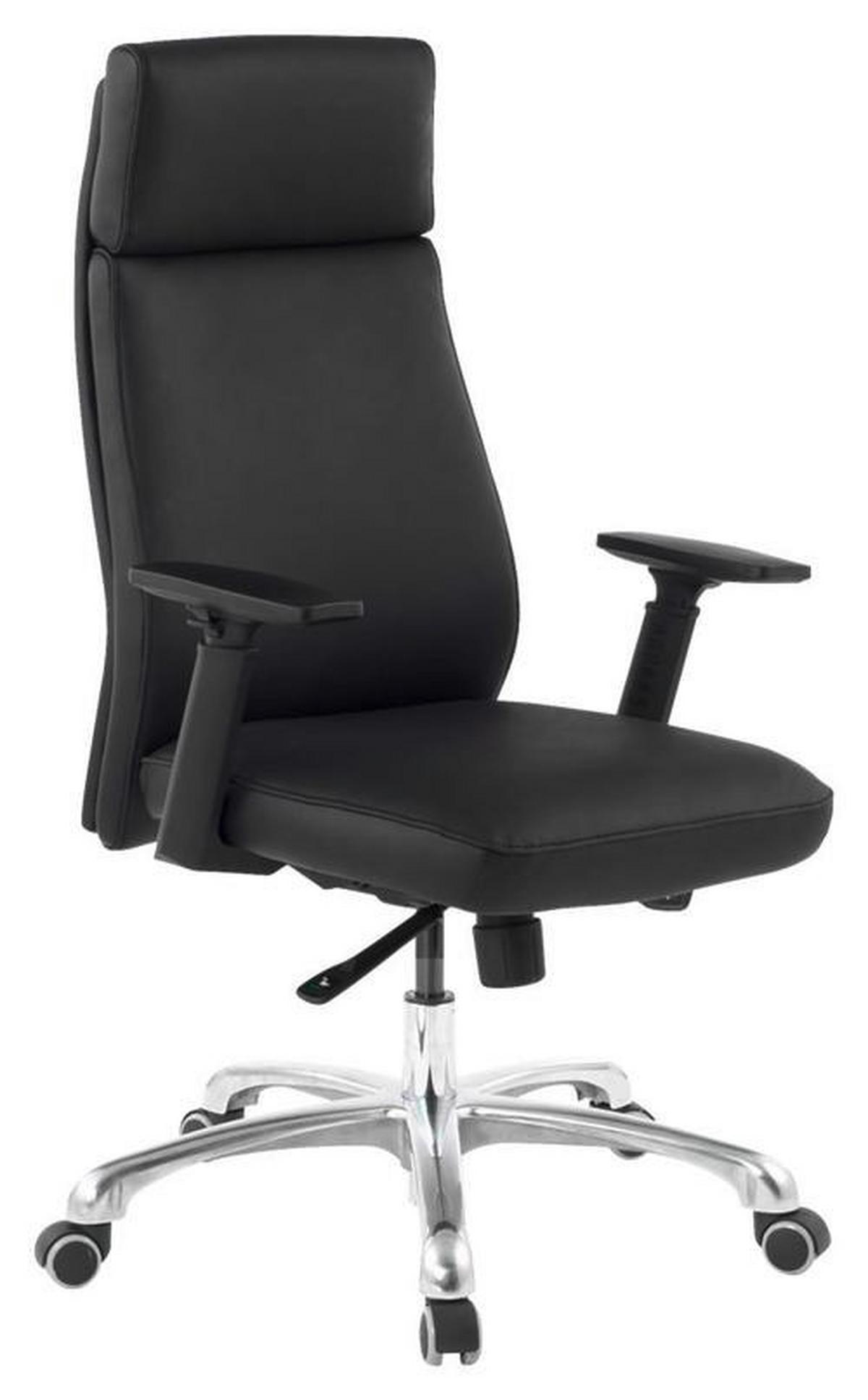 Otočná židle z kůže PORTO černá - černá/barvy hliníku, Moderní, kov/plast (67,5/117,5/67,5cm) - MID.YOU