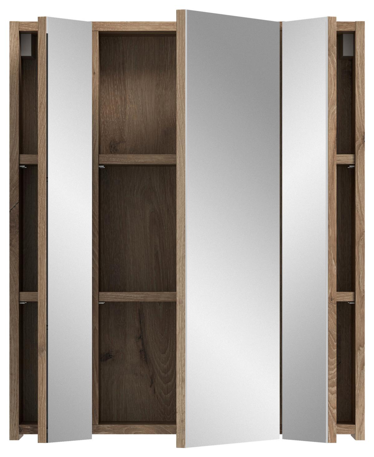 Spiegelschrank Ice Schwarz/Eiche Dekor B: 60cm - Eiche dunkel/Schwarz, Basics, Glas/Holzwerkstoff (60/70/18cm) - MID.YOU