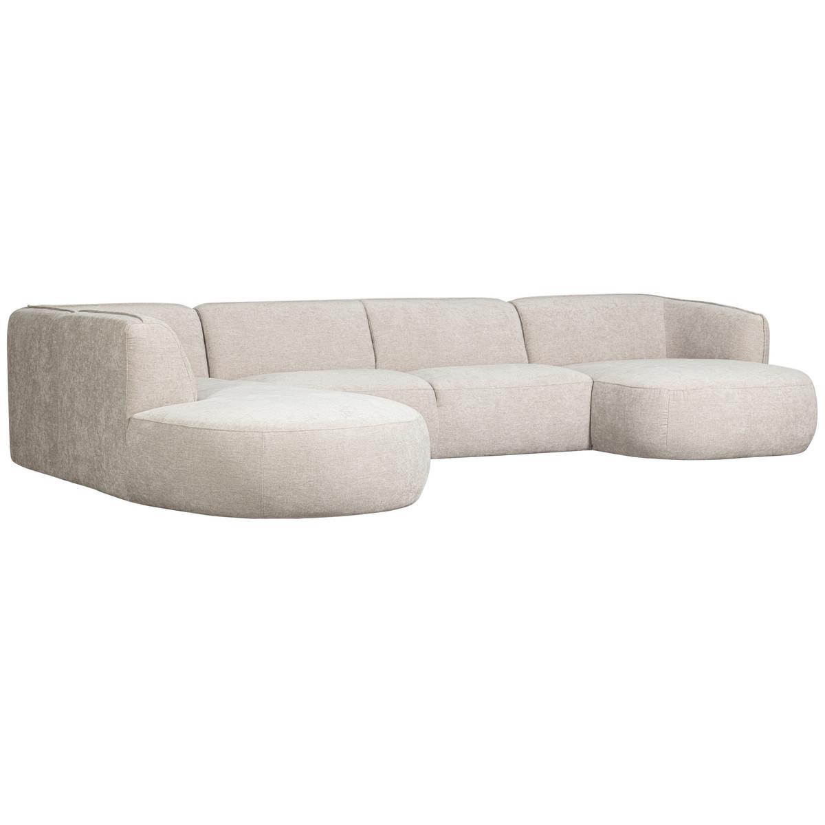 Ecksofa Polly Sandfarben U: 245x353x150cm - Sandfarben/Schwarz, Design, Textil (245/353/150cm) - Livetastic