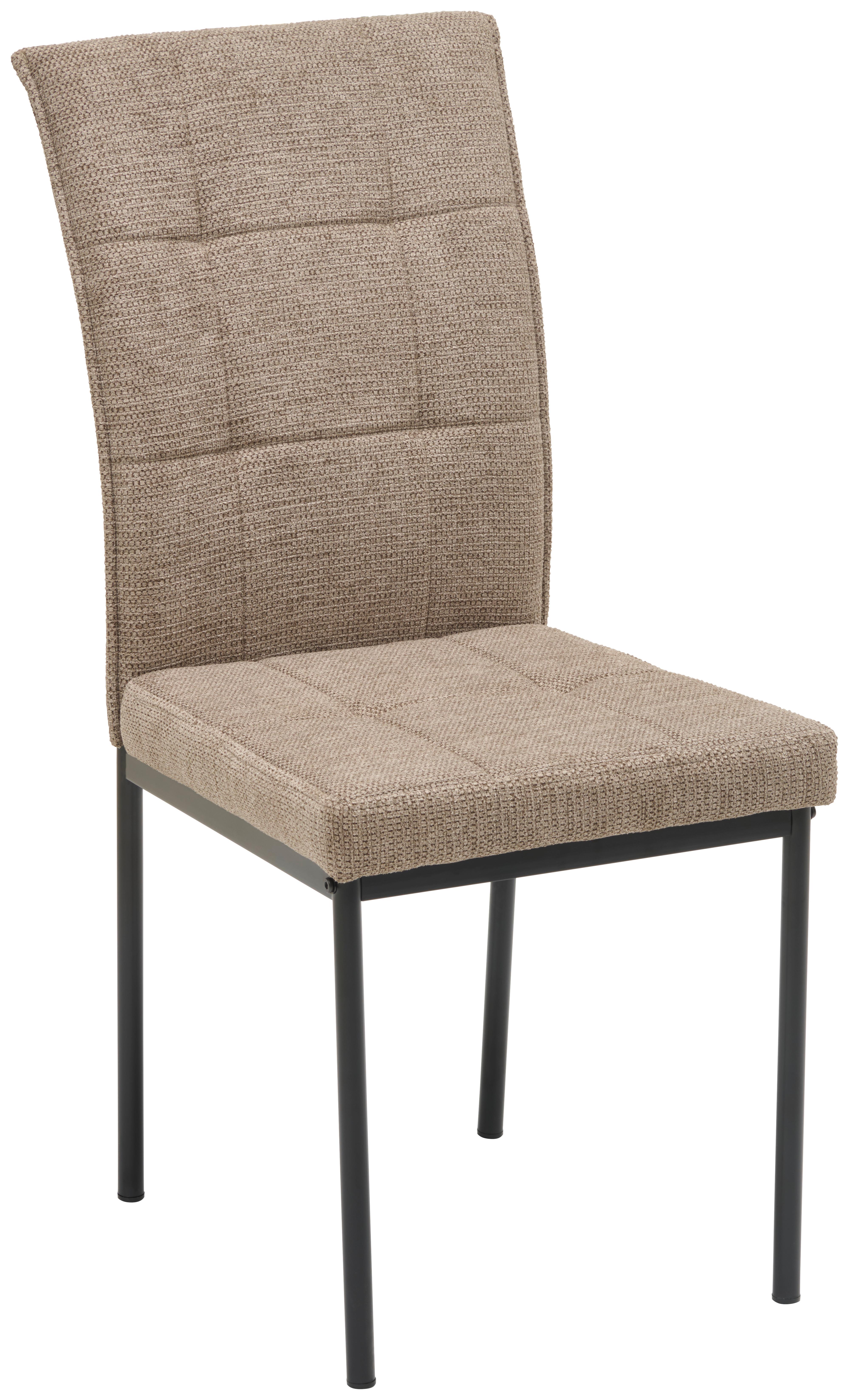 Vierfußstuhl Finn Webstoff Braun, B: 44 cm - Schwarz/Braun, KONVENTIONELL, Textil/Metall (44/96/61cm) - MID.YOU