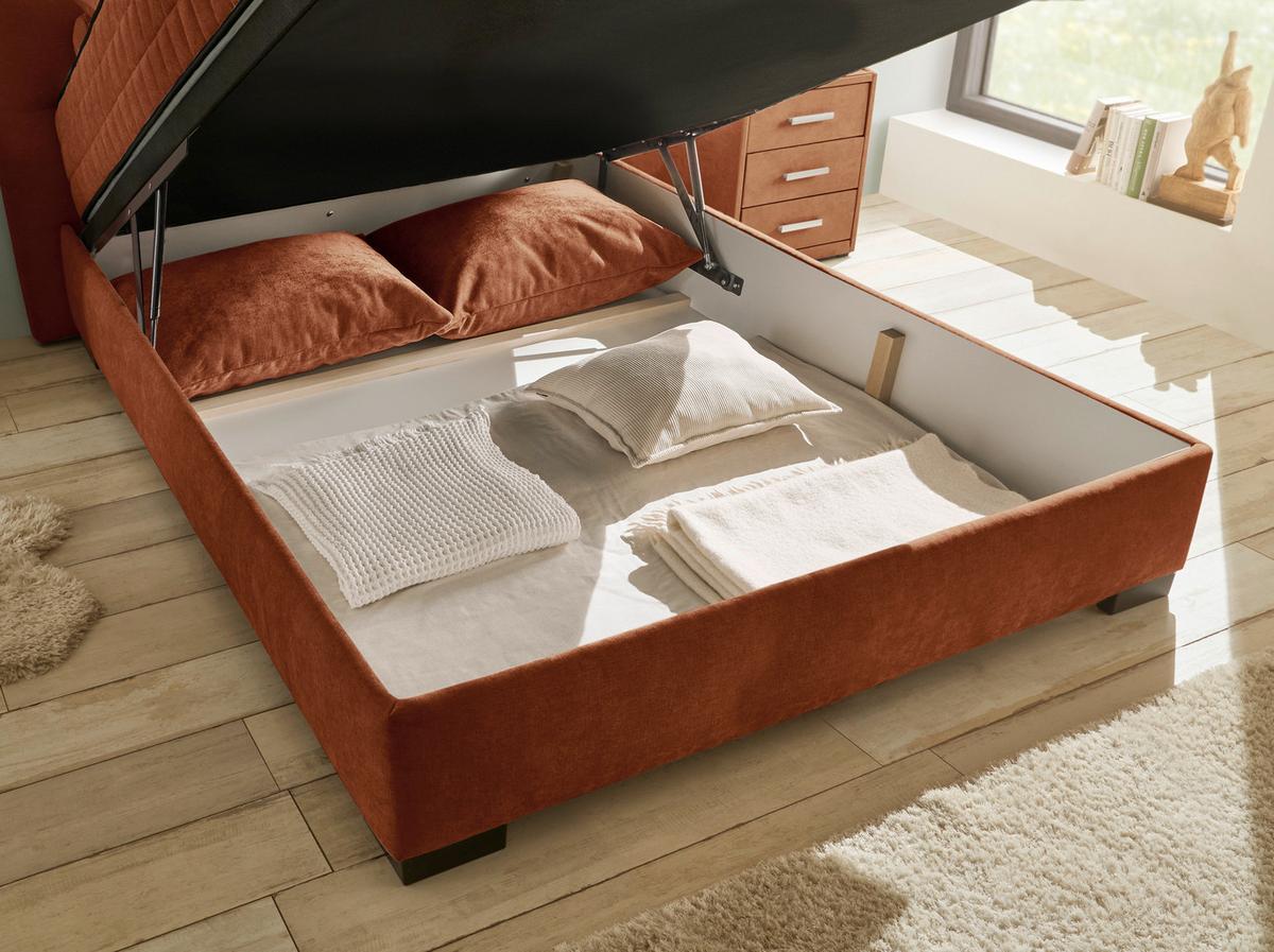 Boxbett Nagol A - Cognac/Schwarz, MODERN, Holzwerkstoff/Textil (140/200cm) - MID.YOU