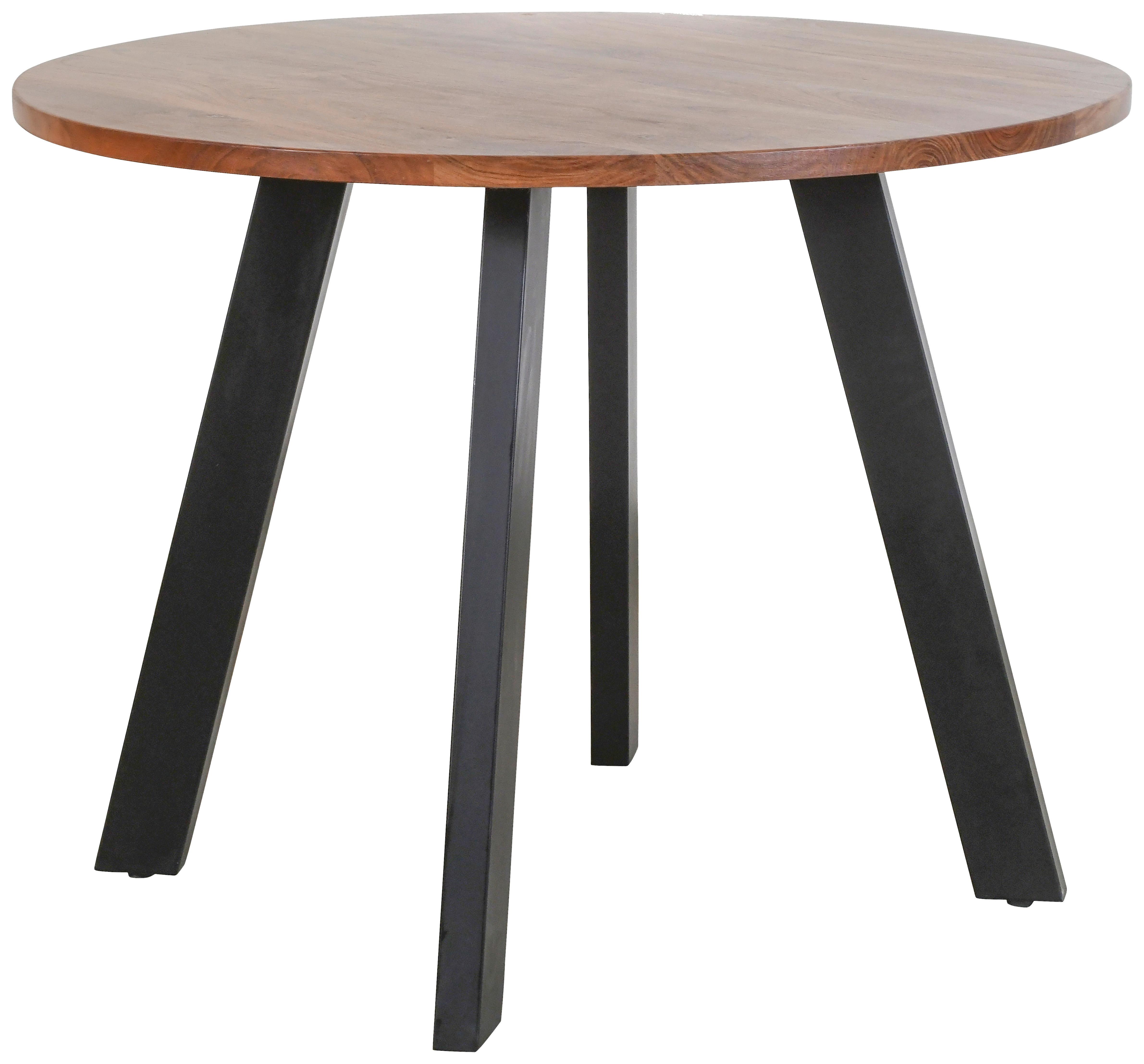 Esstisch Tara Akazie Braun B: 100 cm - Schwarz/Braun, LIFESTYLE, Holz/Metall (100/100/76cm) - MID.YOU