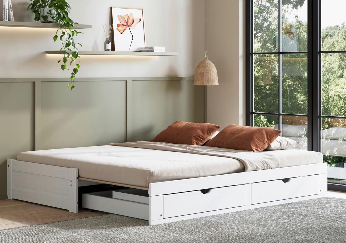 Ausziehbett Livio Ii - Weiß, MODERN, Holz/Holzwerkstoff (90/200cm) - MID.YOU