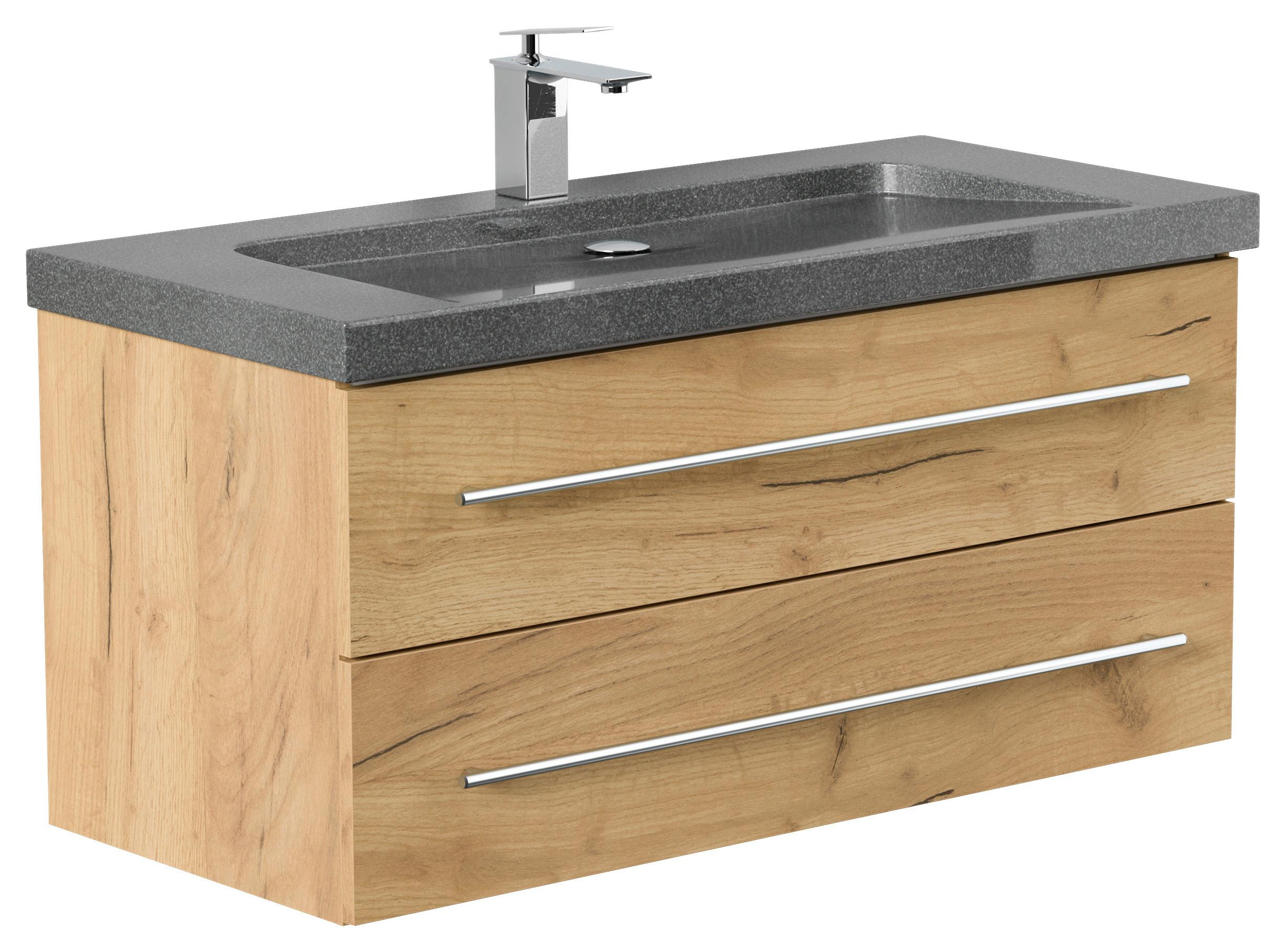 WASCHTISCHKOMBI Yamo, Eichefarben B: 100 cm - Eichefarben, Basics, Holzwerkstoff/Stein (100cm) - MID.YOU